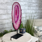 Pink Agate Slice on Metal Base, 16.5" Tall Model #5065PA-044 - Brazil GemsBrazil GemsPink Agate Slice on Metal Base, 16.5" Tall Model #5065PA-044Slices on Fixed Bases5065PA-044