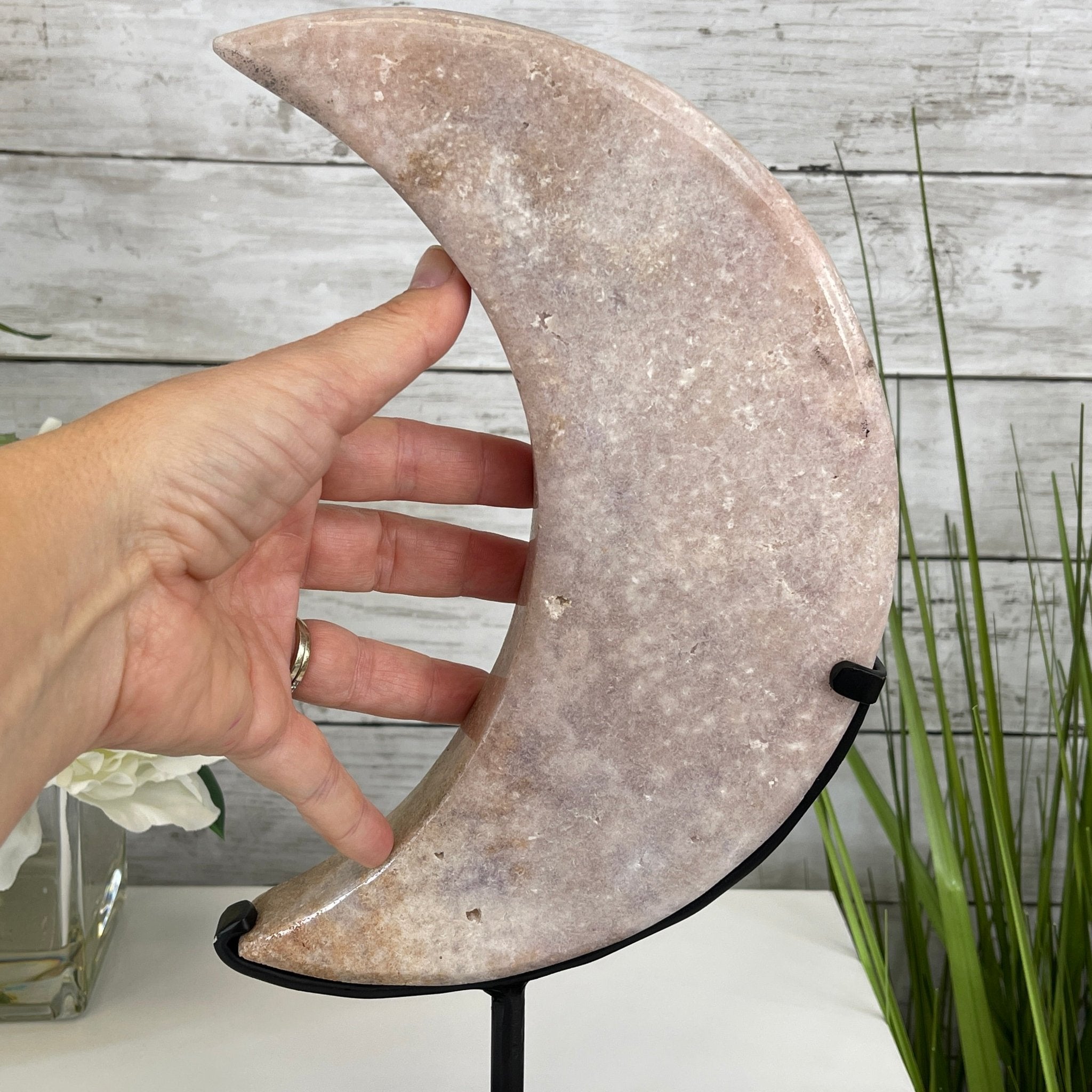 Pink Amethyst Crescent Moon Polished Geode, 4.8 lbs and 13.3" Tall #5740-0025 by Brazil Gems - Brazil GemsBrazil GemsPink Amethyst Crescent Moon Polished Geode, 4.8 lbs and 13.3" Tall #5740-0025 by Brazil GemsCrescent Moons5740-0025