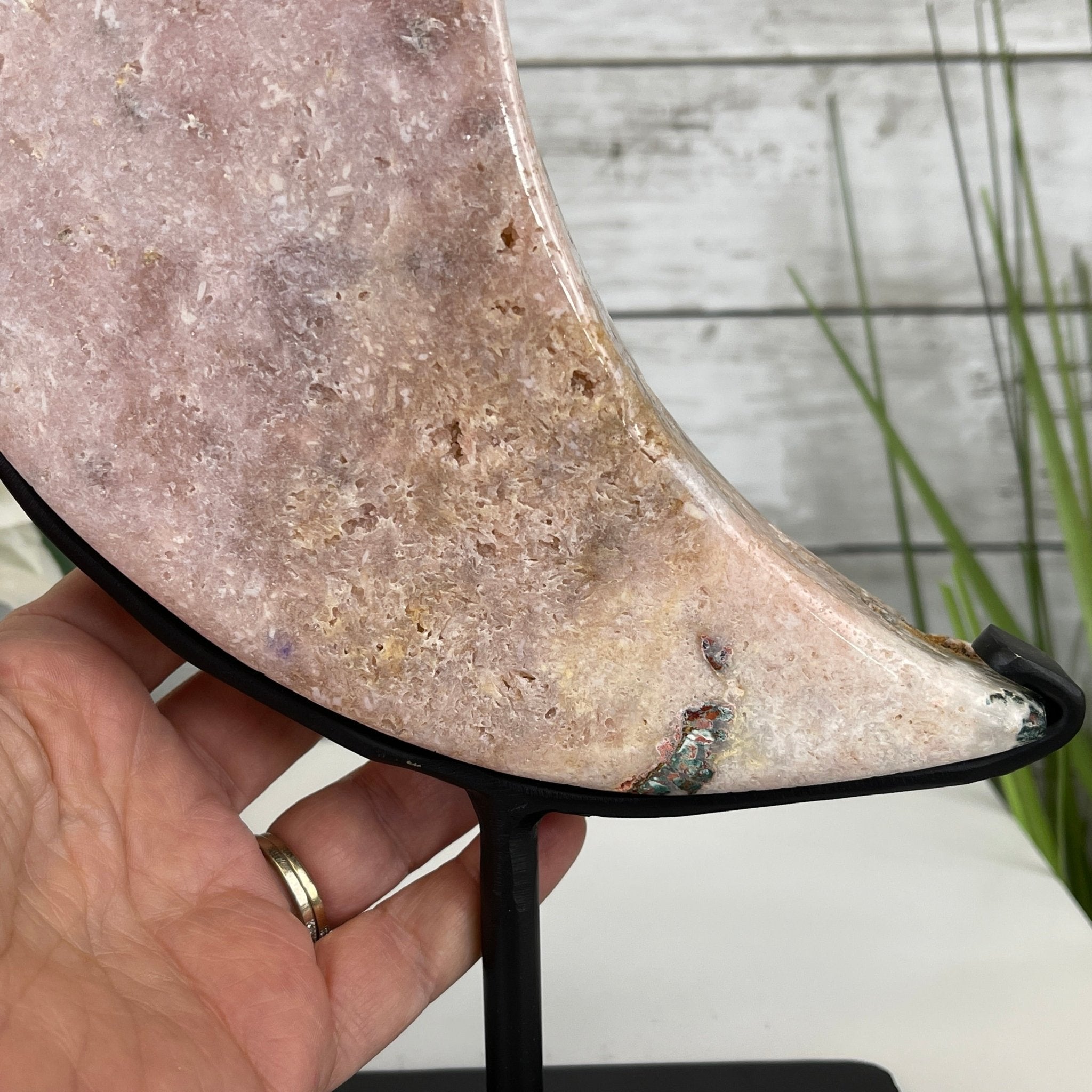 Pink Amethyst Crescent Moon Polished Geode, 5.4 lbs and 13.3" Tall #5740-0027 by Brazil Gems - Brazil GemsBrazil GemsPink Amethyst Crescent Moon Polished Geode, 5.4 lbs and 13.3" Tall #5740-0027 by Brazil GemsCrescent Moons5740-0027