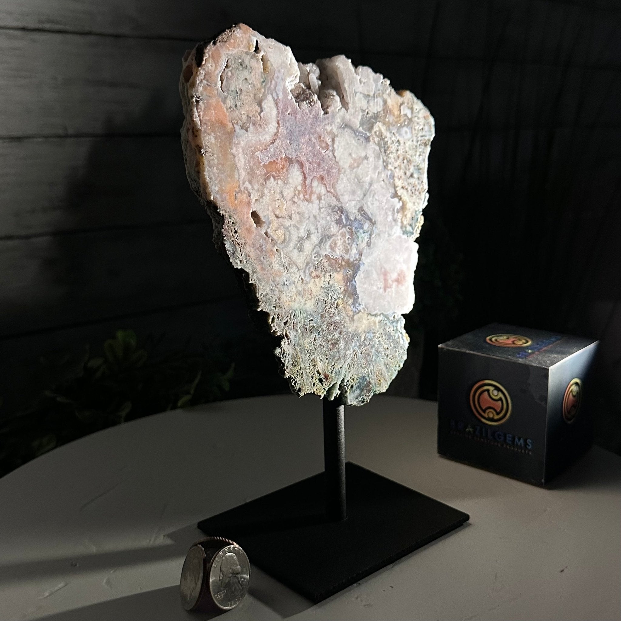 Pink Amethyst Slice on a Stand, 2.1 lbs and 9" Tall #5742-0128 - Brazil GemsBrazil GemsPink Amethyst Slice on a Stand, 2.1 lbs and 9" Tall #5742-0128Slices on Fixed Bases5742-0128