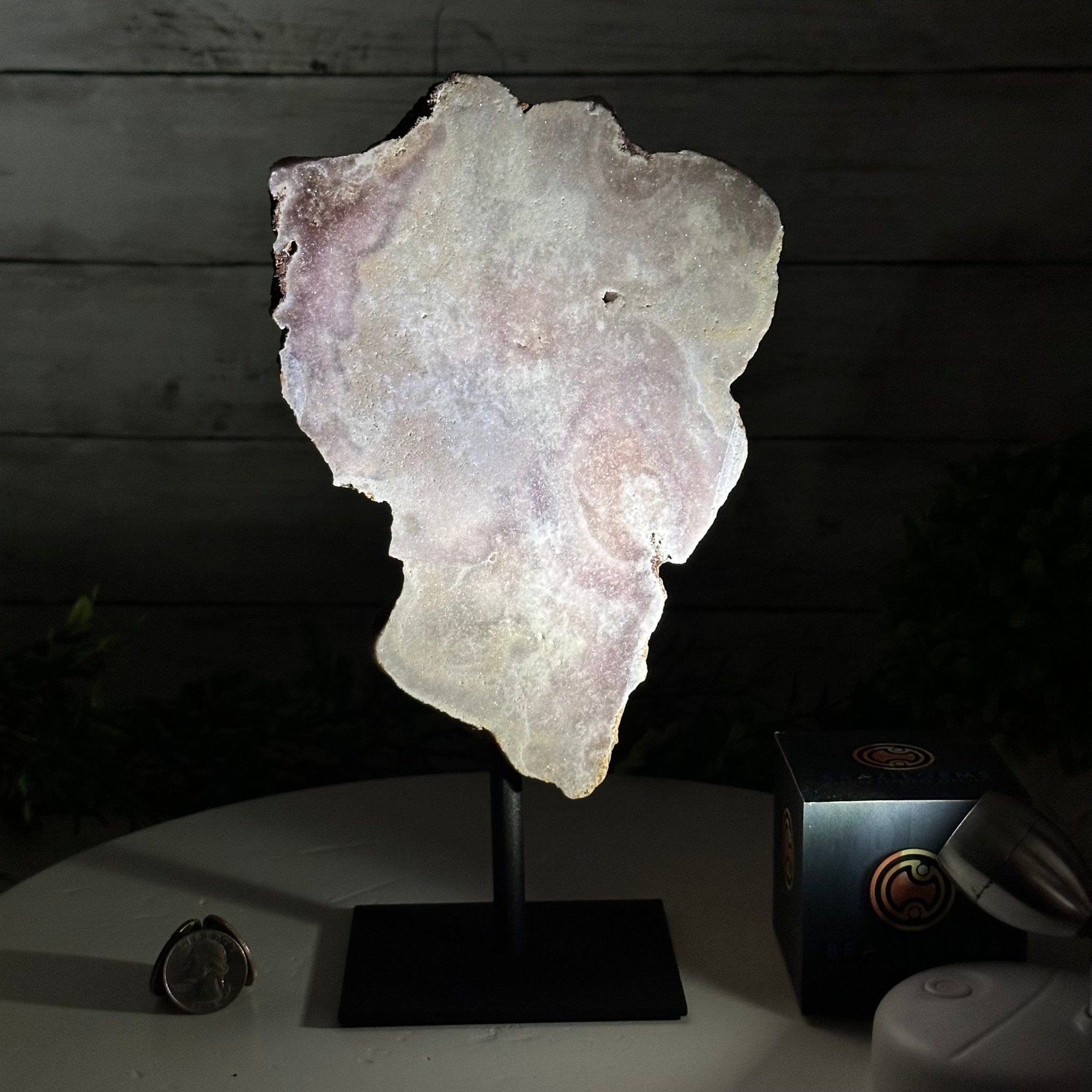 Pink Amethyst Slice on a Stand, 2.2 lbs and 10.5" Tall #5742-0126 - Brazil GemsBrazil GemsPink Amethyst Slice on a Stand, 2.2 lbs and 10.5" Tall #5742-0126Slices on Fixed Bases5742-0126