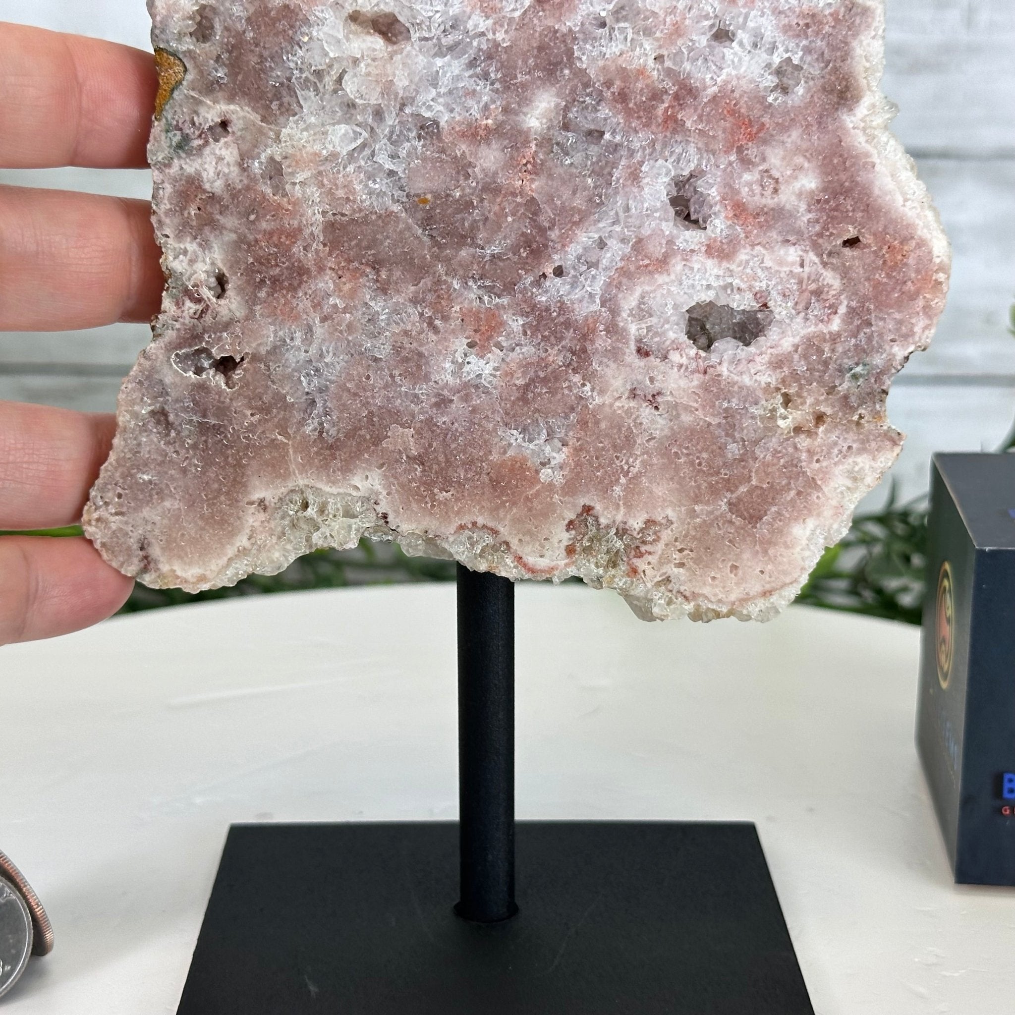 2kg Brazilian Pink Amethyst Geode Slab w Stand / Quartz Druzy top / 8