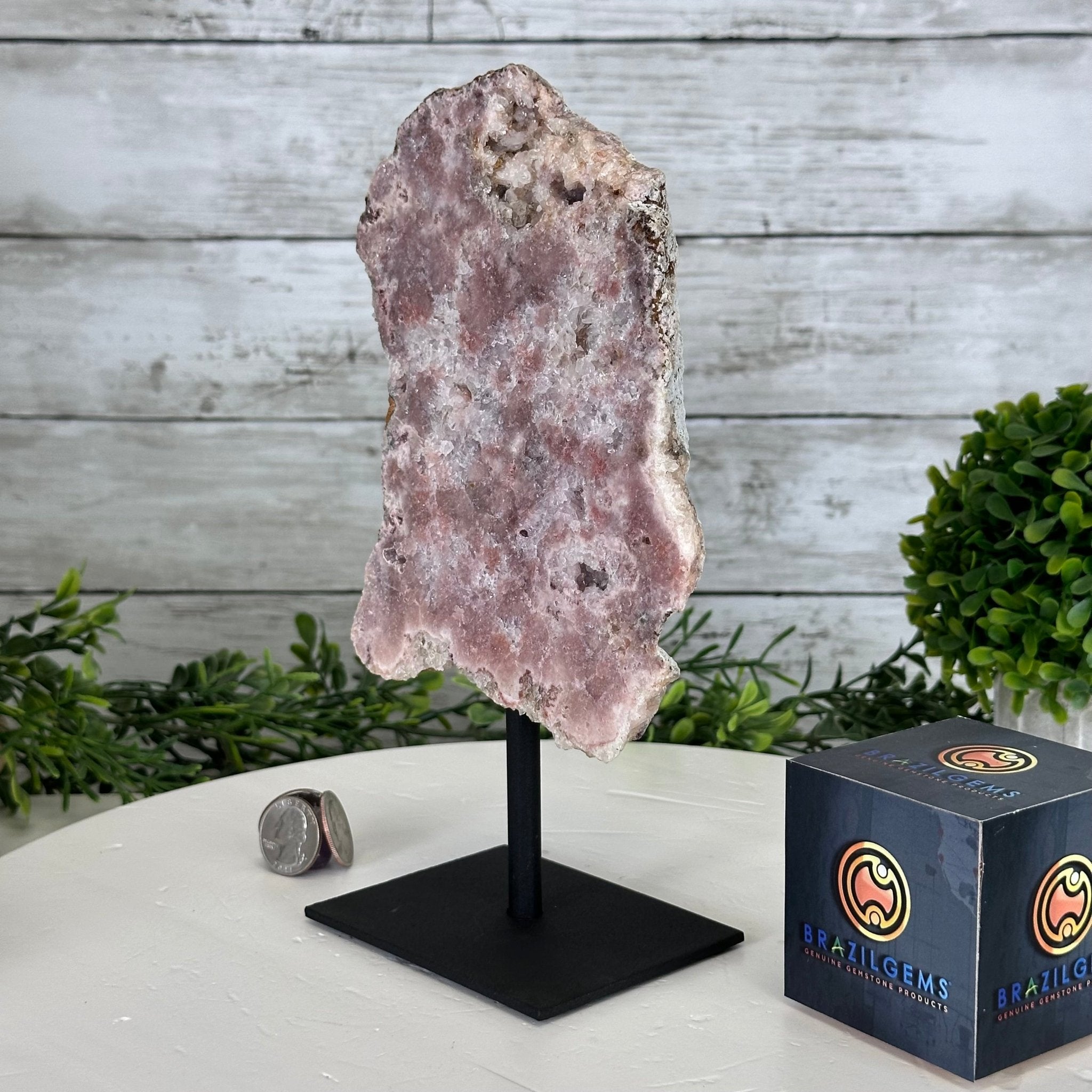 Pink Amethyst Heart high quality on Gold Display Stand