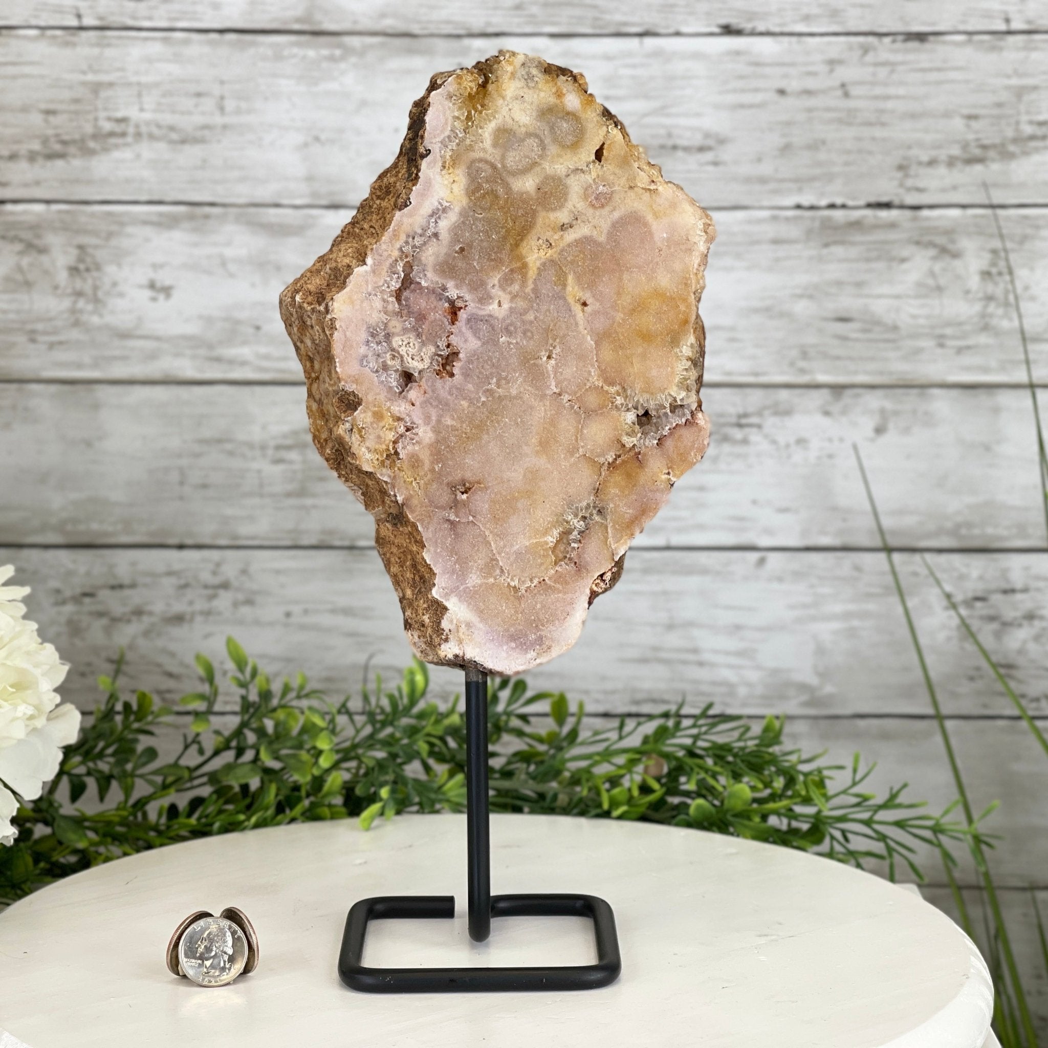 Pink Amethyst Slice on a Stand, 4.4 lbs and 12.75" Tall #5742-0035 by Brazil Gems - Brazil GemsBrazil GemsPink Amethyst Slice on a Stand, 4.4 lbs and 12.75" Tall #5742-0035 by Brazil GemsSlices on Fixed Bases5742-0035