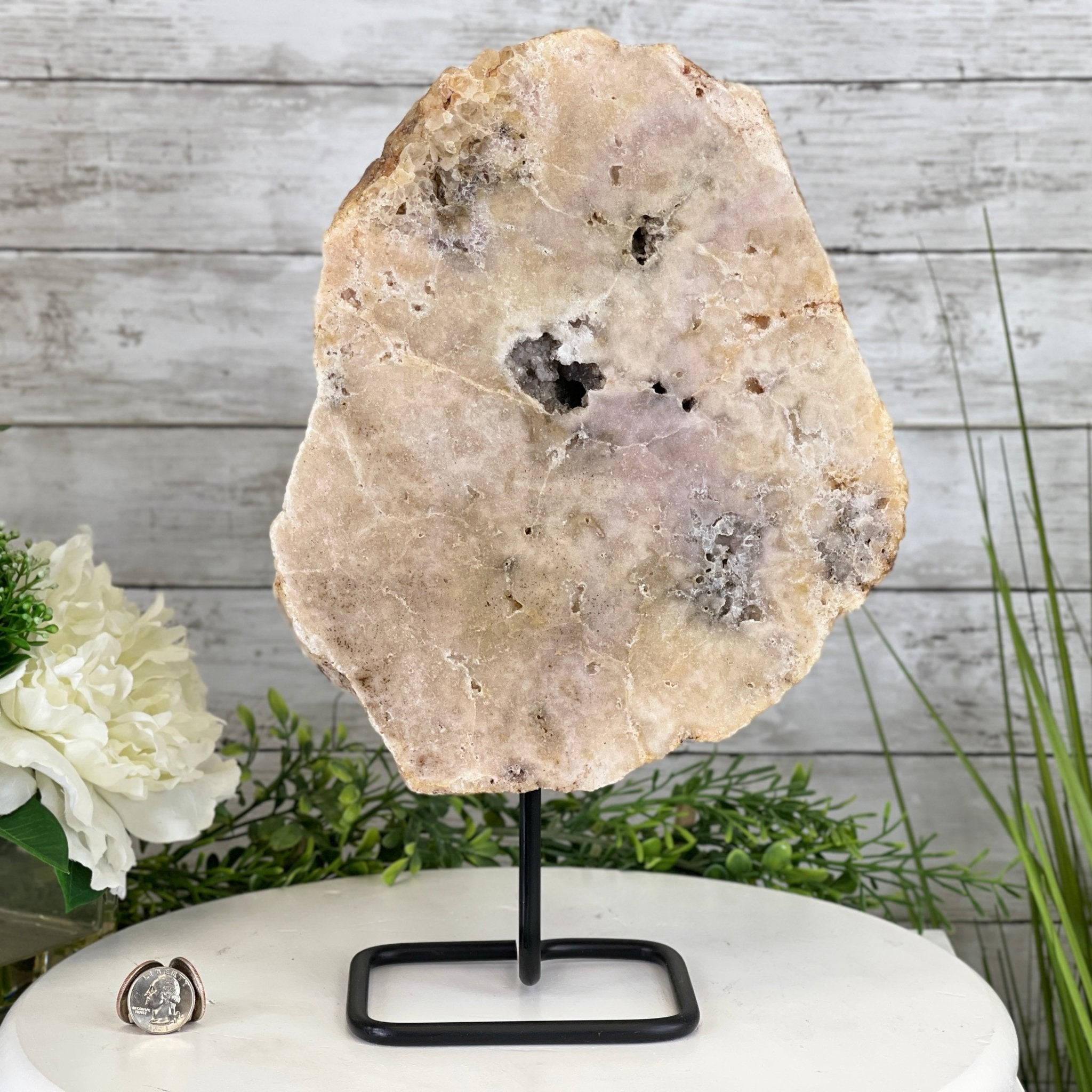 Pink Amethyst Slice on a Stand, 9.3 lbs and 14.2" Tall #5742-0029 by Brazil Gems - Brazil GemsBrazil GemsPink Amethyst Slice on a Stand, 9.3 lbs and 14.2" Tall #5742-0029 by Brazil GemsSlices on Fixed Bases5742-0029