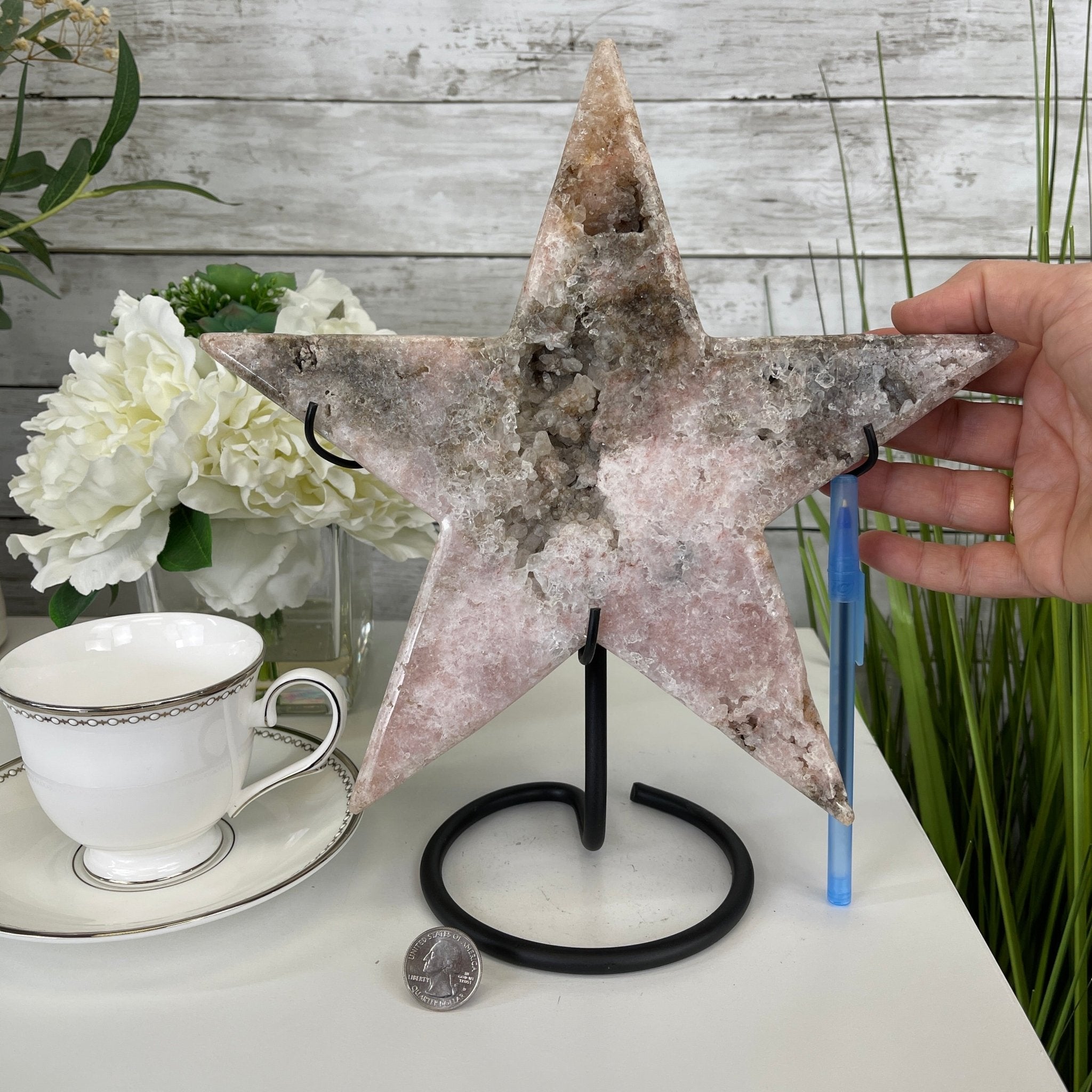 Pink Amethyst Star on a Metal Stand 11.25" Tall #5746-0022 by Brazil Gems - Brazil GemsBrazil GemsPink Amethyst Star on a Metal Stand 11.25" Tall #5746-0022 by Brazil GemsStars5746-0022