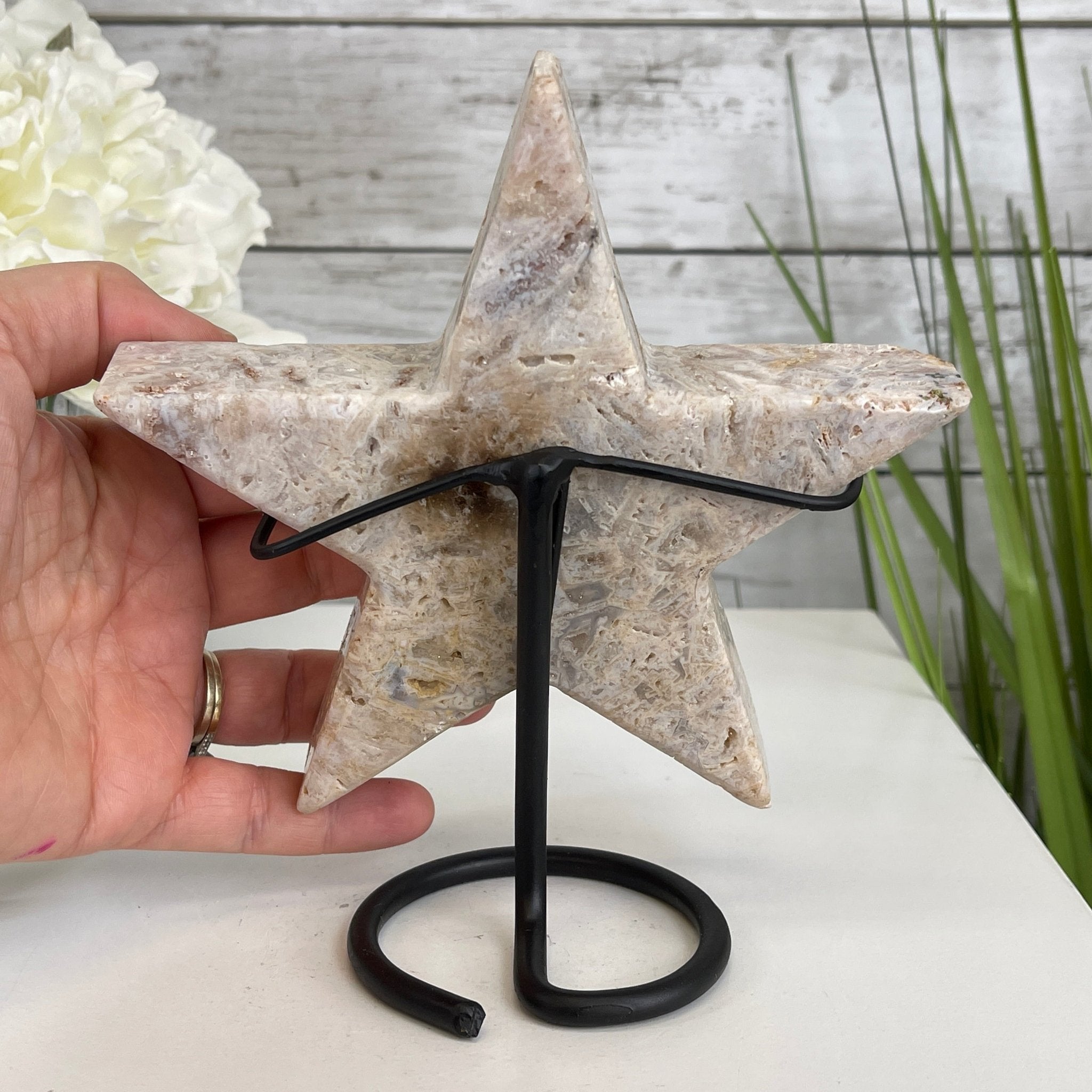 Pink Amethyst Star on a Metal Stand 7" Tall #5746-0007 by Brazil Gems - Brazil GemsBrazil GemsPink Amethyst Star on a Metal Stand 7" Tall #5746-0007 by Brazil GemsStars5746-0007