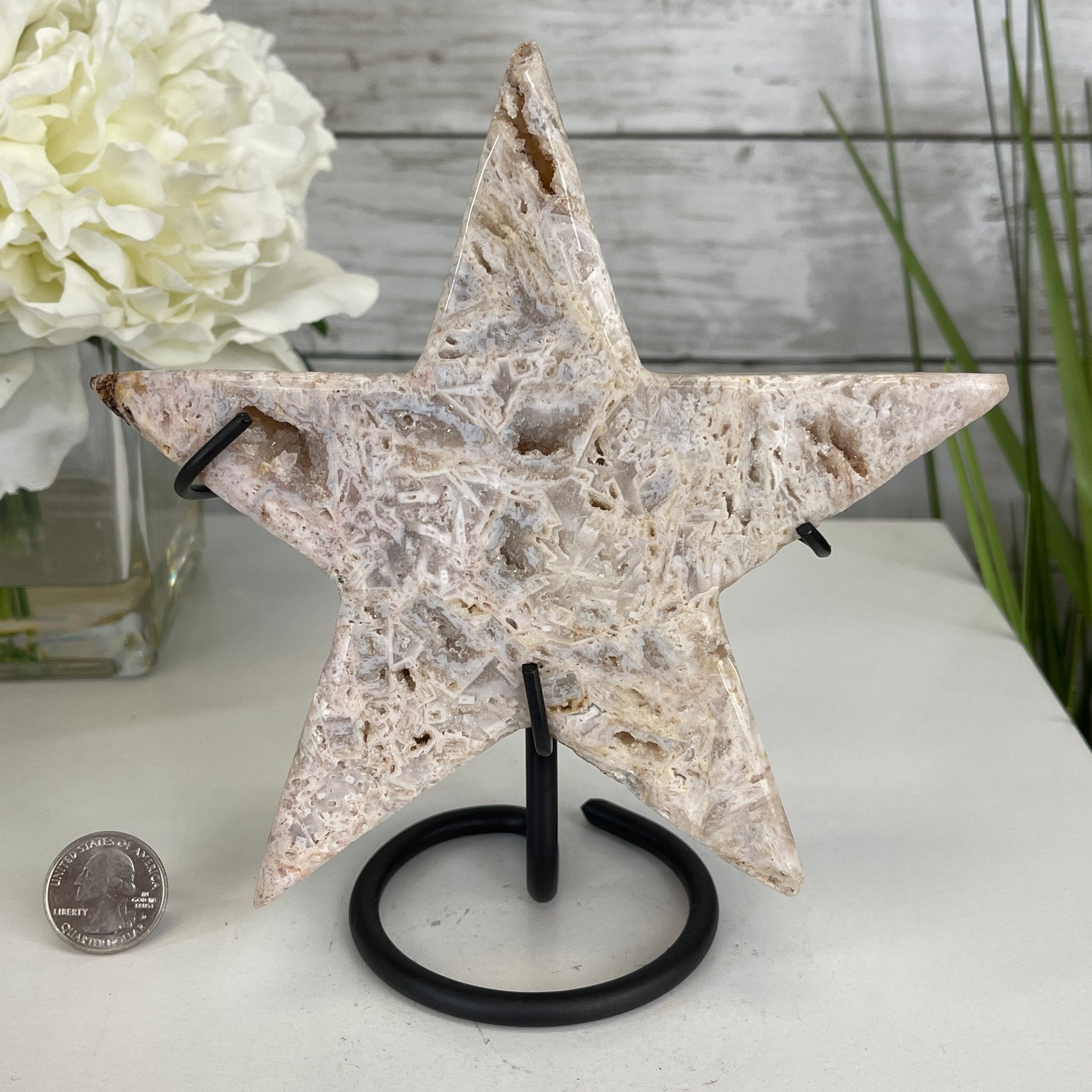 Pink Amethyst Star on a Metal Stand 7" Tall #5746-0007 by Brazil Gems - Brazil GemsBrazil GemsPink Amethyst Star on a Metal Stand 7" Tall #5746-0007 by Brazil GemsStars5746-0007