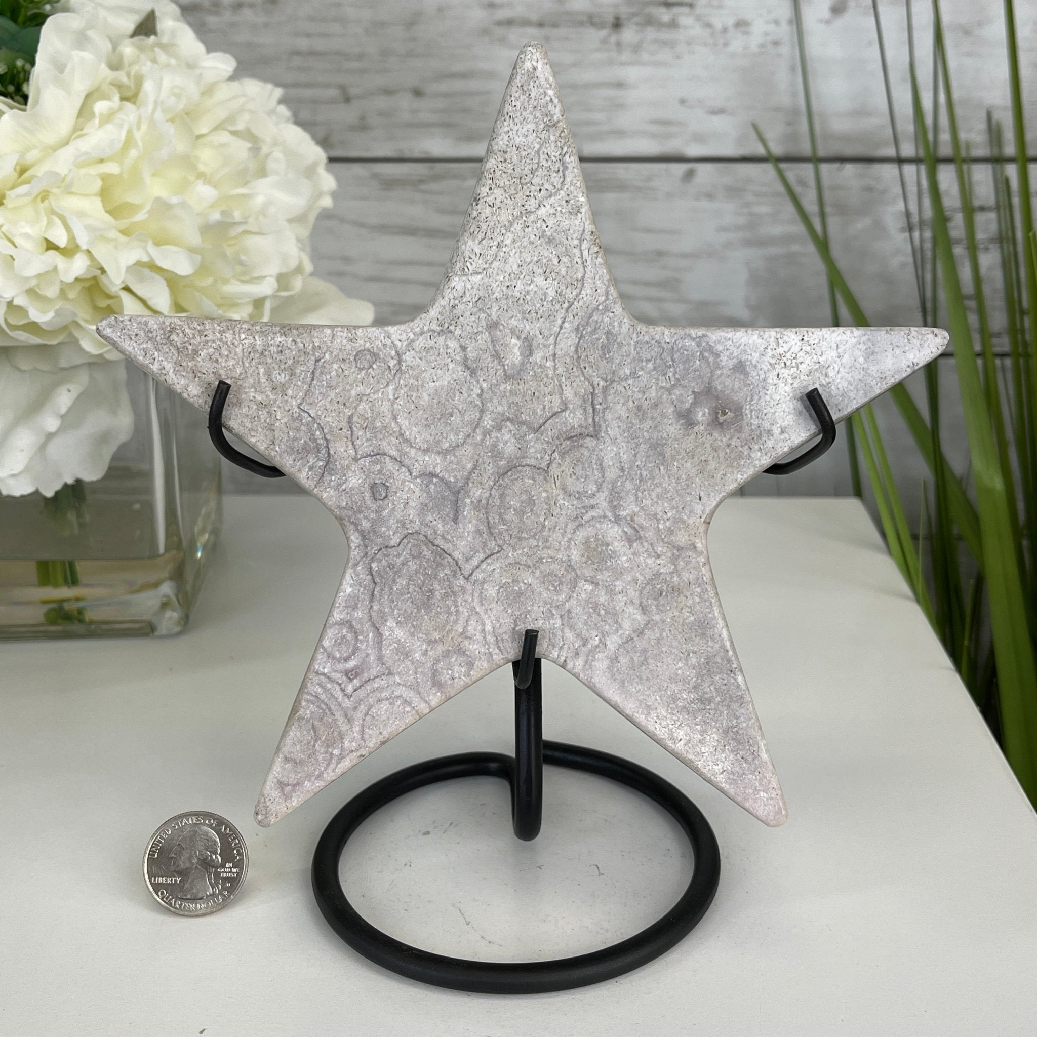 Pink Amethyst Star on a Metal Stand 8" Tall #5746-0017 by Brazil Gems - Brazil GemsBrazil GemsPink Amethyst Star on a Metal Stand 8" Tall #5746-0017 by Brazil GemsStars5746-0017