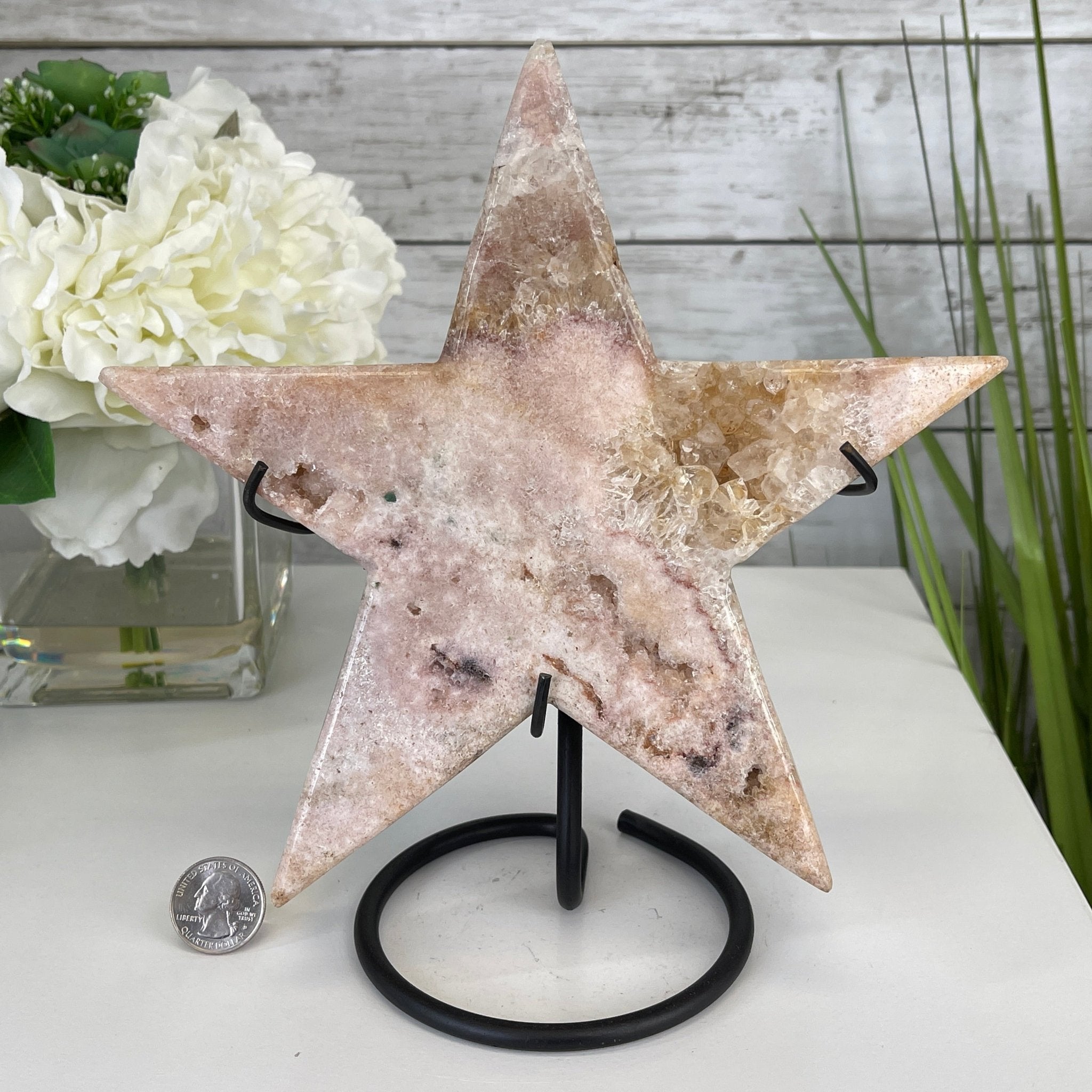 Pink Amethyst Star on a Metal Stand 9" Tall #5746-0021 by Brazil Gems - Brazil GemsBrazil GemsPink Amethyst Star on a Metal Stand 9" Tall #5746-0021 by Brazil GemsStars5746-0021