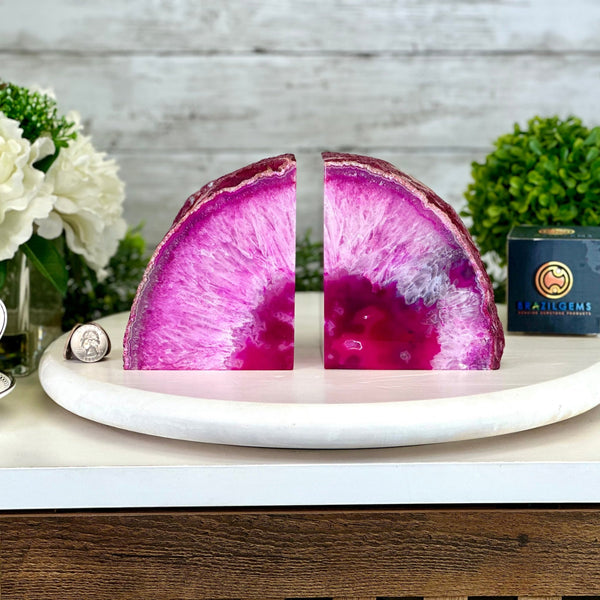 Pink Agate Bookends