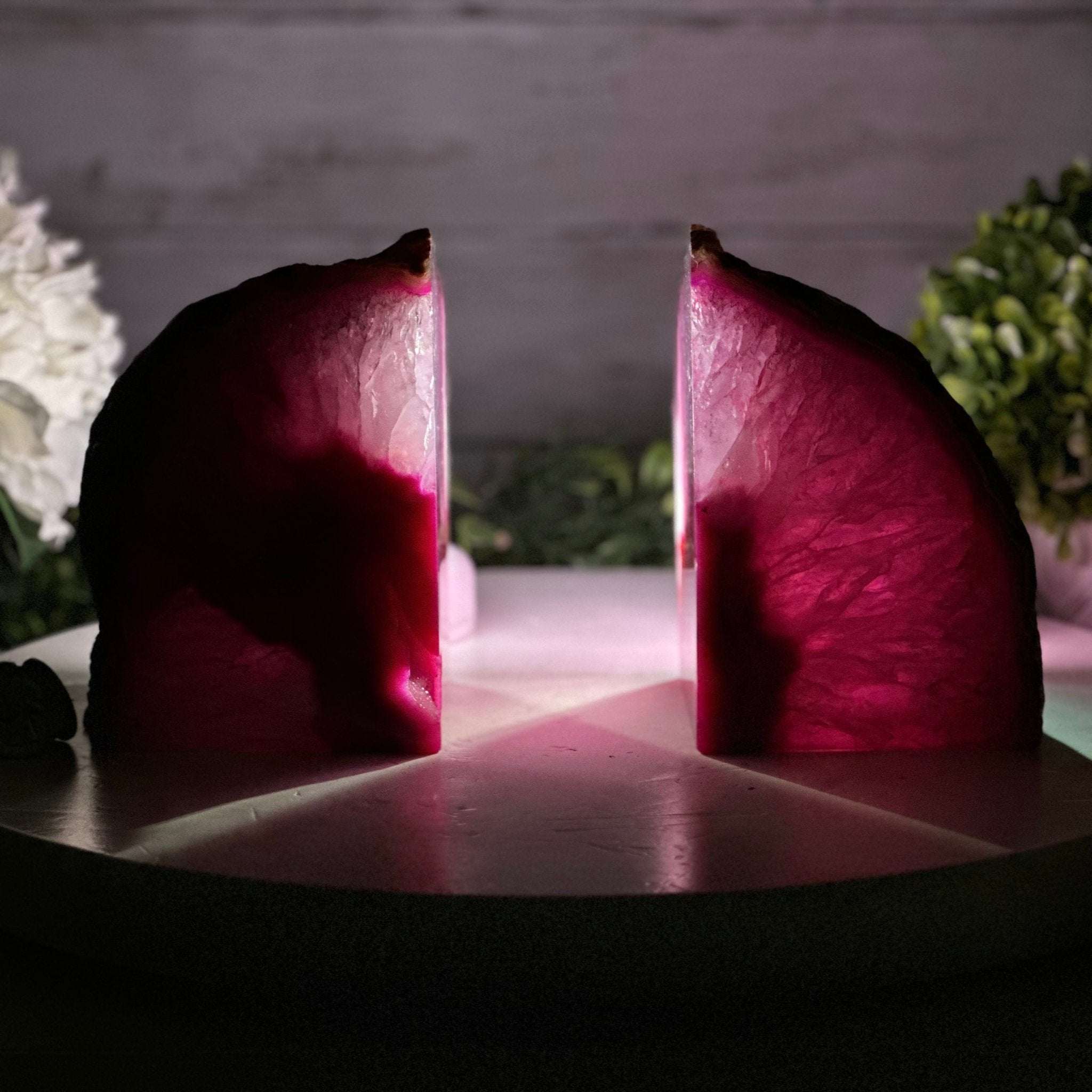 Pink Dyed Brazilian Agate Stone Bookends, 9.6 lbs & 5.4" tall #5151PA-028 - Brazil GemsBrazil GemsPink Dyed Brazilian Agate Stone Bookends, 9.6 lbs & 5.4" tall #5151PA-028Bookends5151PA-028