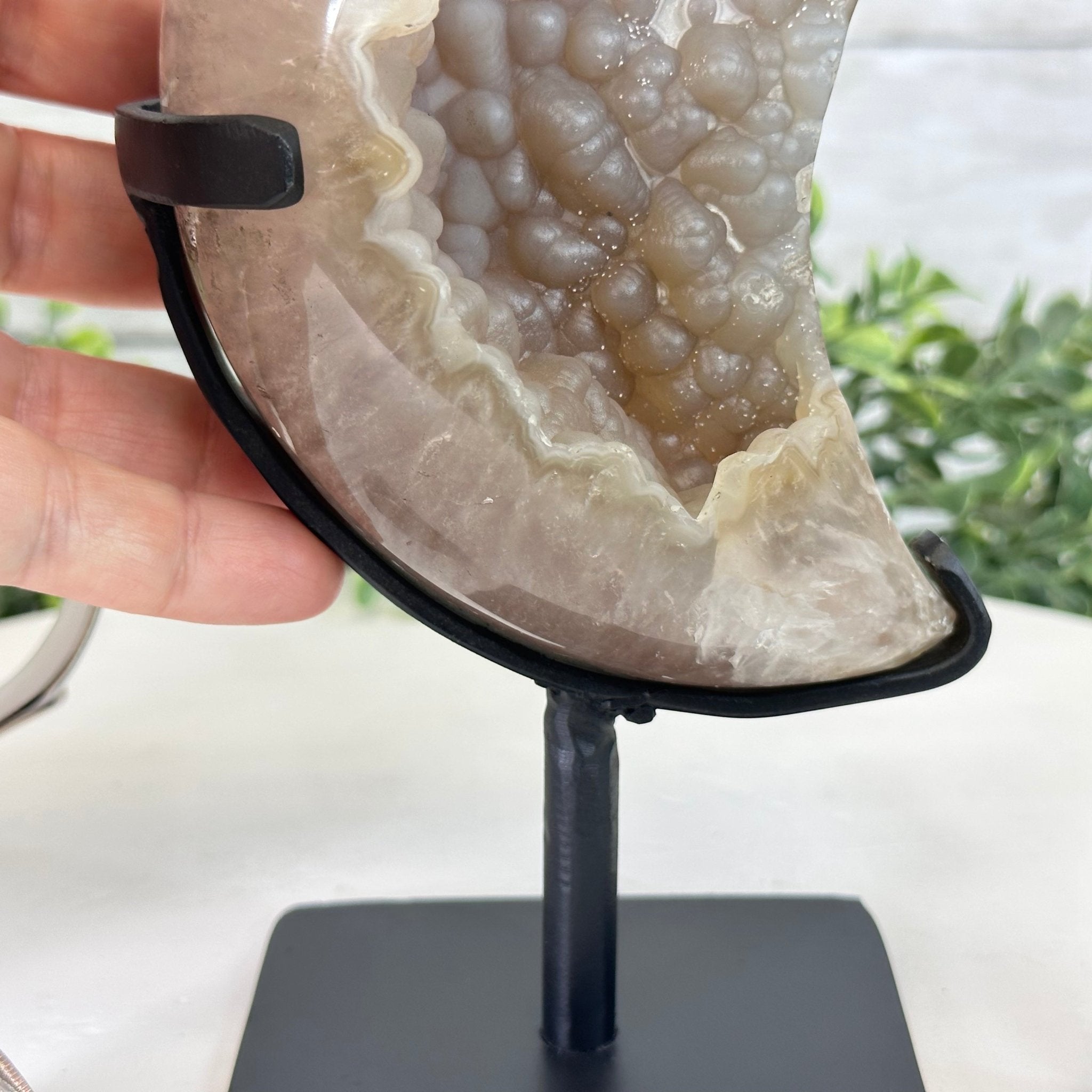 Polished Agate Crescent Moon on a Stand, 2.7 lbs & 7.75" Tall #5740NA-001 - Brazil GemsBrazil GemsPolished Agate Crescent Moon on a Stand, 2.7 lbs & 7.75" Tall #5740NA-001Crescent Moons5740NA-001