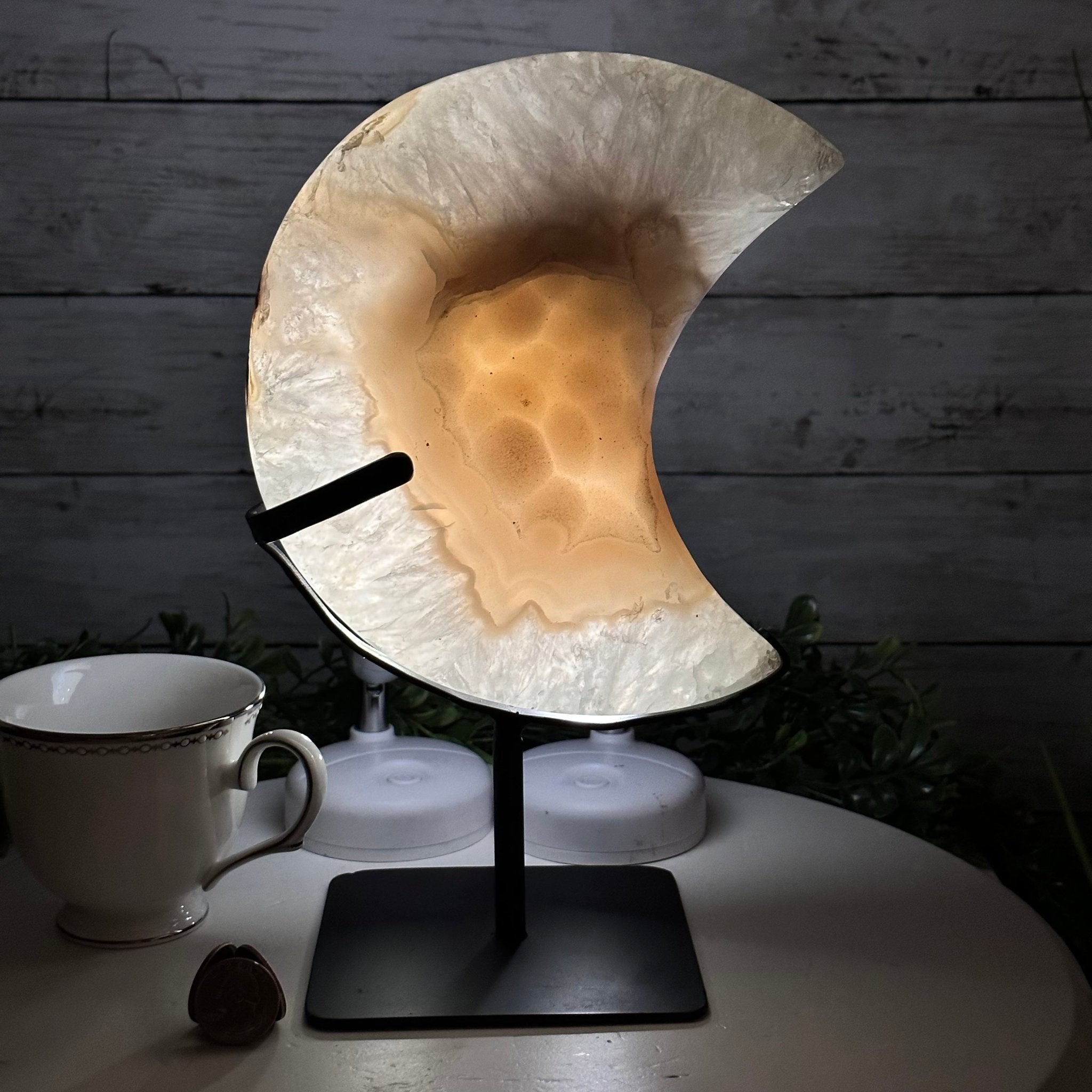 Polished Agate Crescent Moon on a Stand, 4.8 lbs & 11" Tall #5740NA-006 - Brazil GemsBrazil GemsPolished Agate Crescent Moon on a Stand, 4.8 lbs & 11" Tall #5740NA-006Crescent Moons5740NA-006