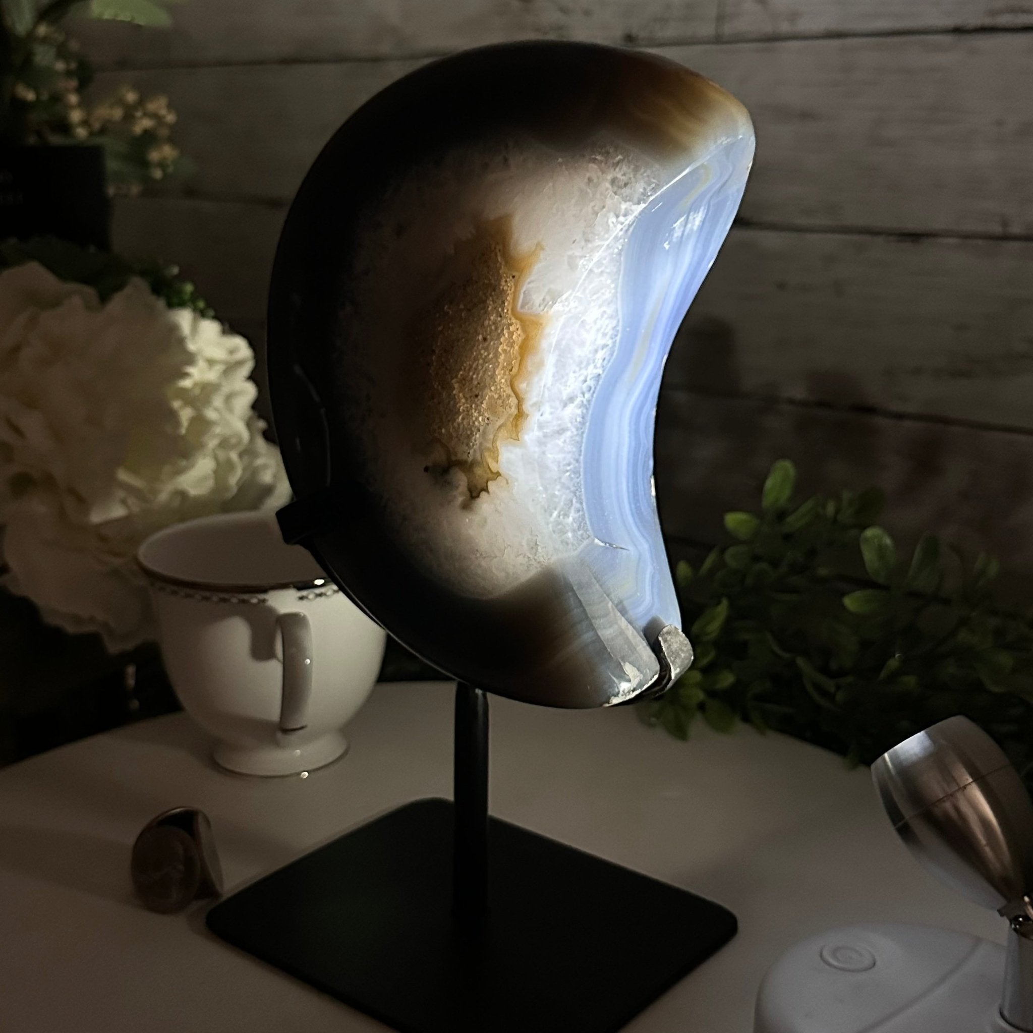 Polished Agate Crescent Moon on a Stand, 4.8 lbs & 9.4" Tall #5740NA-005 - Brazil GemsBrazil GemsPolished Agate Crescent Moon on a Stand, 4.8 lbs & 9.4" Tall #5740NA-005Crescent Moons5740NA-005