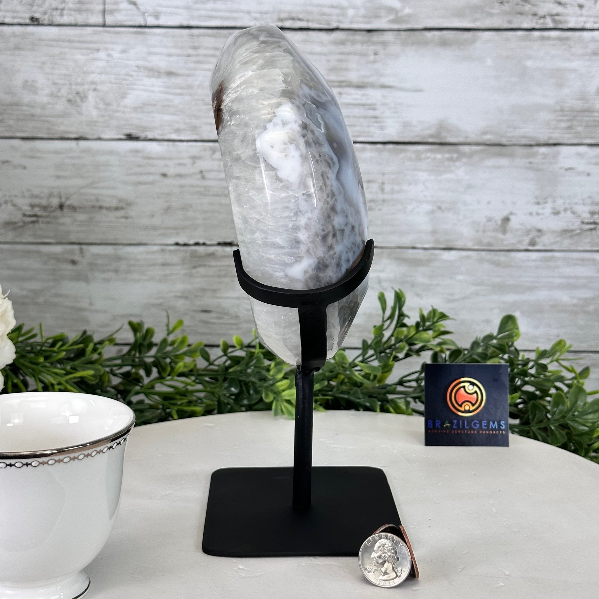 Polished Agate Crescent Moon on a Stand, 5.3 lbs & 9.8" Tall #5740NA-010 by Brazil Gems - Brazil GemsBrazil GemsPolished Agate Crescent Moon on a Stand, 5.3 lbs & 9.8" Tall #5740NA-010 by Brazil GemsCrescent Moons5740NA-010