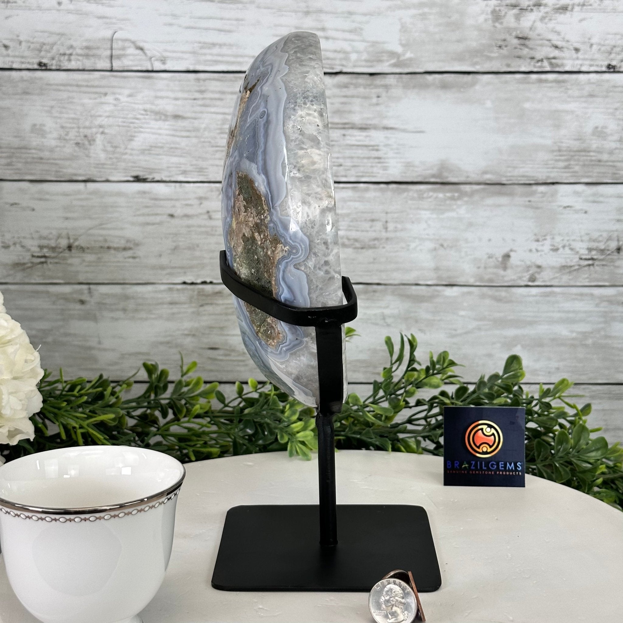 Polished Agate Crescent Moon on a Stand, 6.3 lbs & 11" Tall #5740NA-011 by Brazil Gems - Brazil GemsBrazil GemsPolished Agate Crescent Moon on a Stand, 6.3 lbs & 11" Tall #5740NA-011 by Brazil GemsCrescent Moons5740NA-011