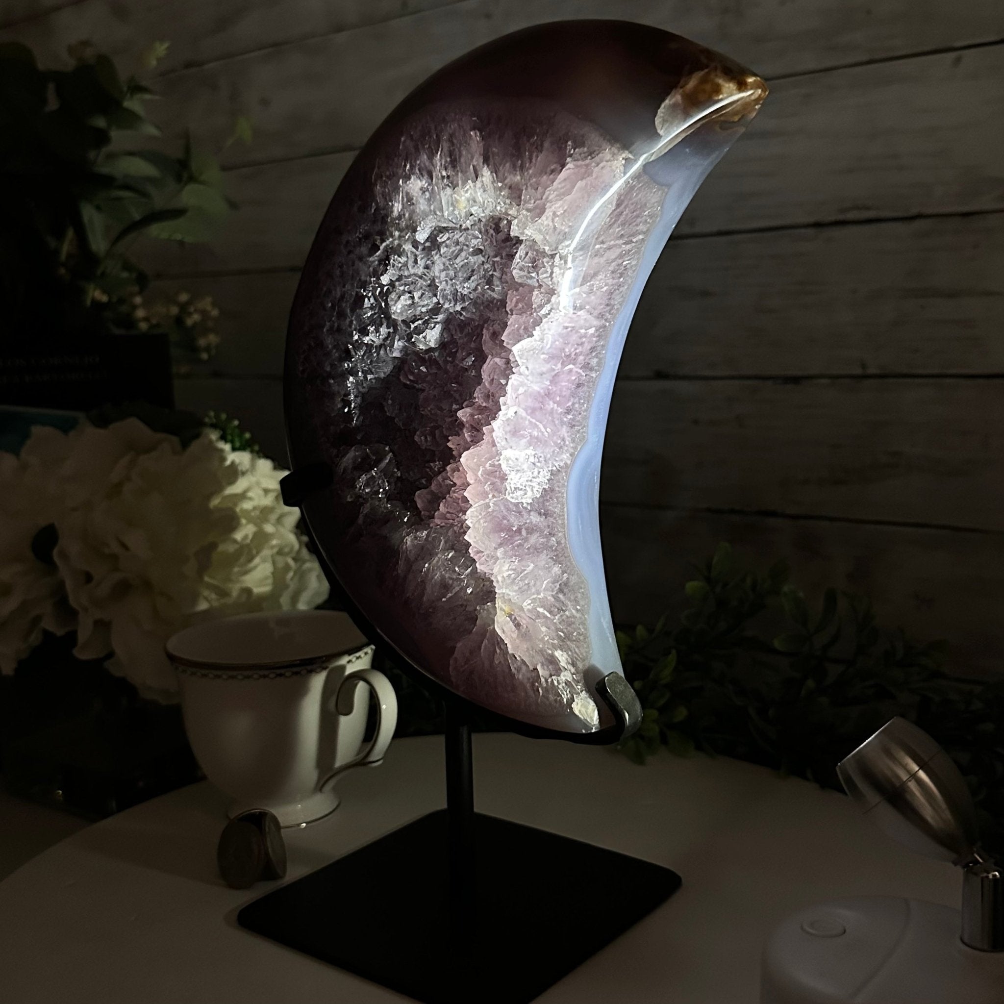 Polished Agate Crescent Moon on a Stand, 8 lbs & 11.75" Tall #5740NA-015 by Brazil Gems - Brazil GemsBrazil GemsPolished Agate Crescent Moon on a Stand, 8 lbs & 11.75" Tall #5740NA-015 by Brazil GemsCrescent Moons5740NA-015