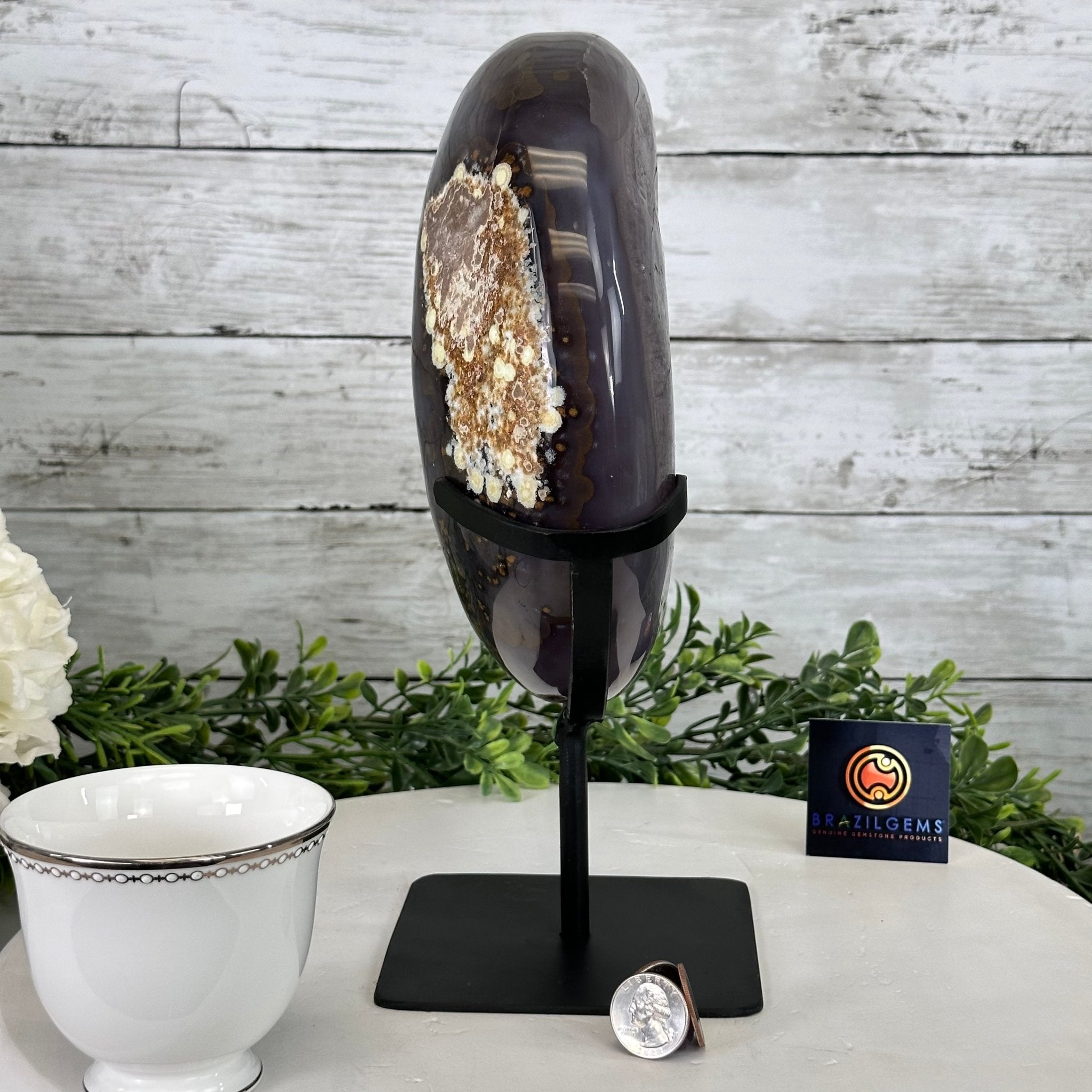 Polished Agate Crescent Moon on a Stand, 8 lbs & 11.75" Tall #5740NA-015 by Brazil Gems - Brazil GemsBrazil GemsPolished Agate Crescent Moon on a Stand, 8 lbs & 11.75" Tall #5740NA-015 by Brazil GemsCrescent Moons5740NA-015
