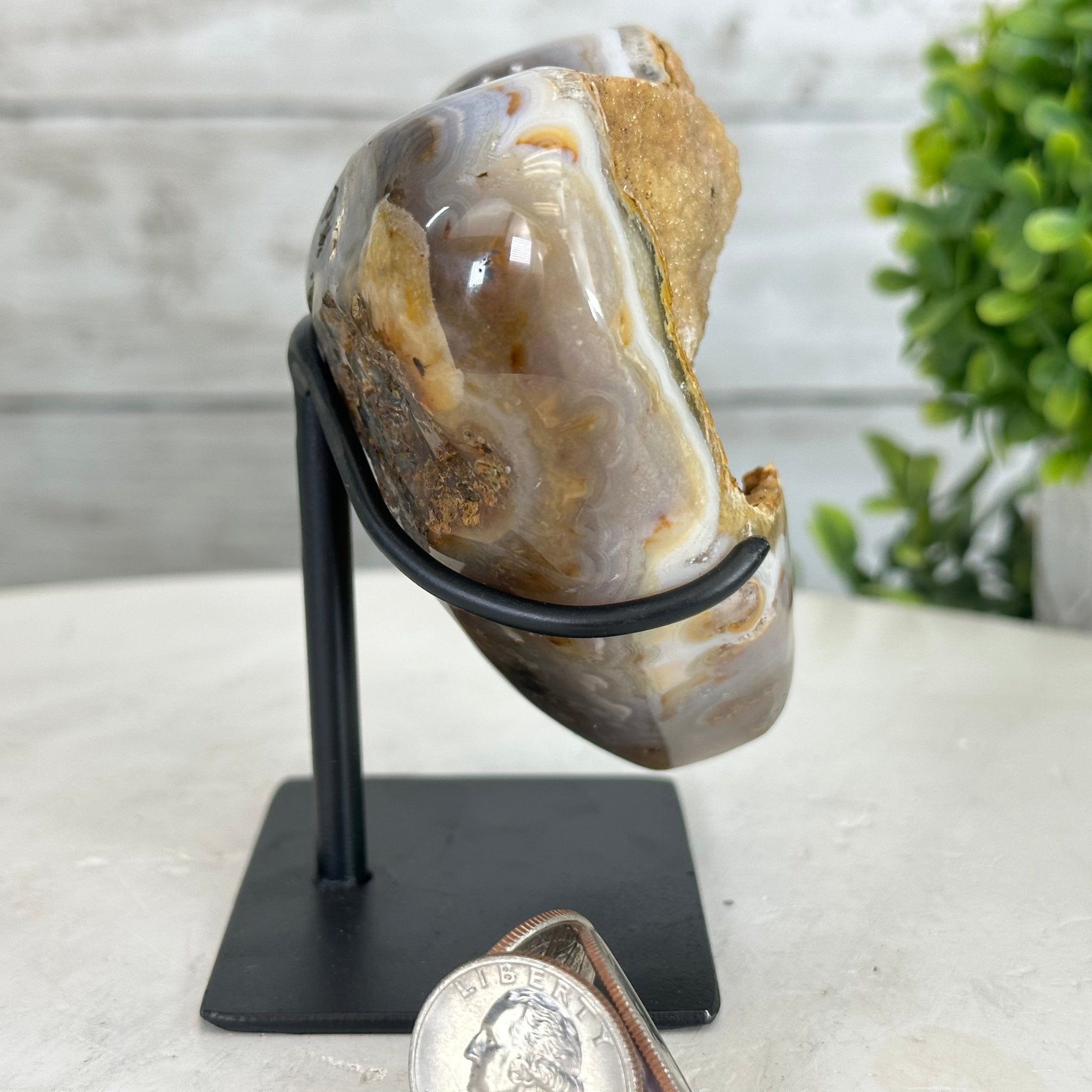 Polished Agate Heart Geode on a Metal Stand, 1.3 lbs & 4.25" Tall, Model #5468-0015 by Brazil Gems - Brazil GemsBrazil GemsPolished Agate Heart Geode on a Metal Stand, 1.3 lbs & 4.25" Tall, Model #5468-0015 by Brazil GemsHearts5468-0015
