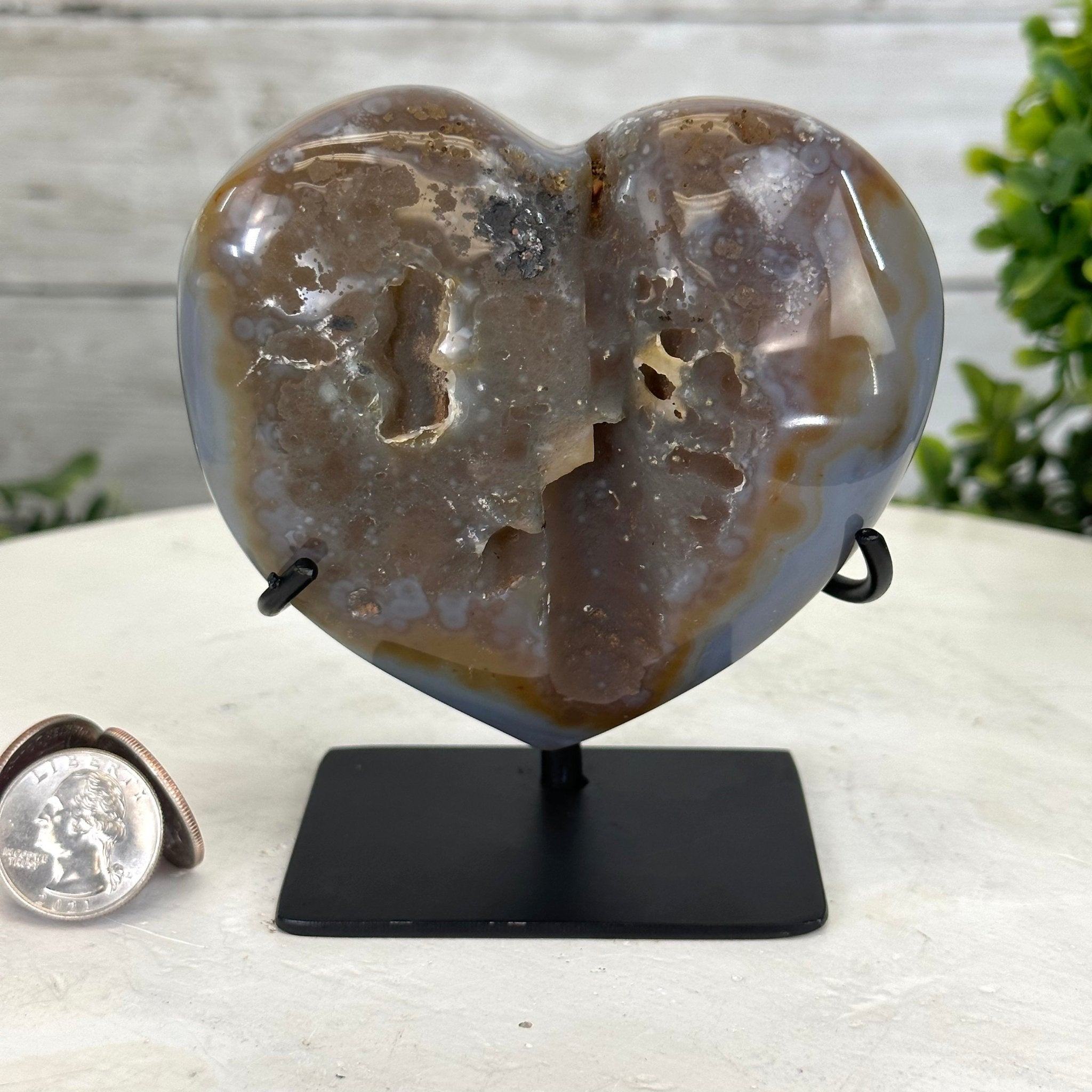 Polished Agate Heart Geode on a Metal Stand, 1.4 lbs & 4.4" Tall, Model #5468-0023 by Brazil Gems - Brazil GemsBrazil GemsPolished Agate Heart Geode on a Metal Stand, 1.4 lbs & 4.4" Tall, Model #5468-0023 by Brazil GemsHearts5468-0023