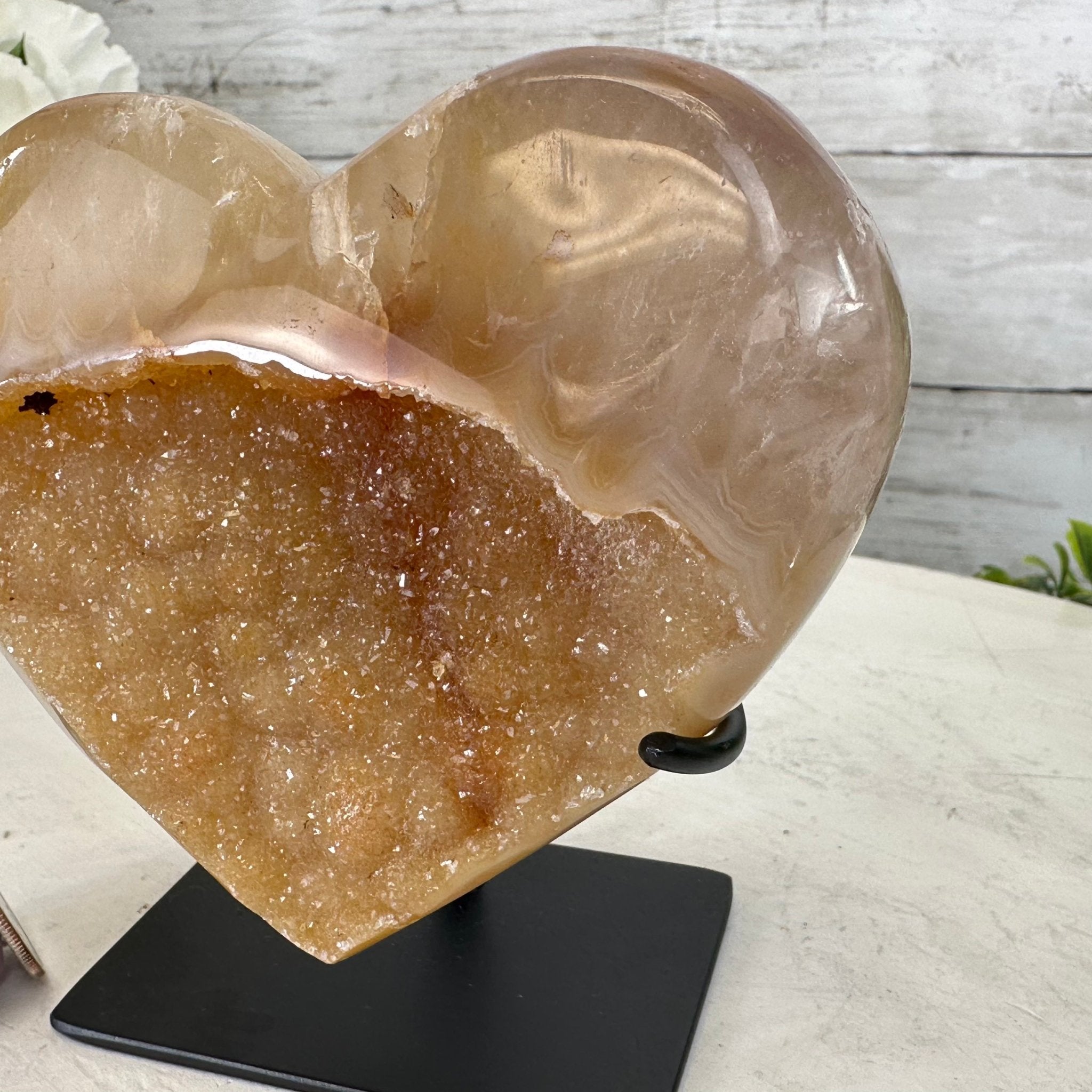 Polished Agate Heart Geode on a Metal Stand, 1.5 lbs & 4.4" Tall, Model #5468-0017 by Brazil Gems - Brazil GemsBrazil GemsPolished Agate Heart Geode on a Metal Stand, 1.5 lbs & 4.4" Tall, Model #5468-0017 by Brazil GemsHearts5468-0017