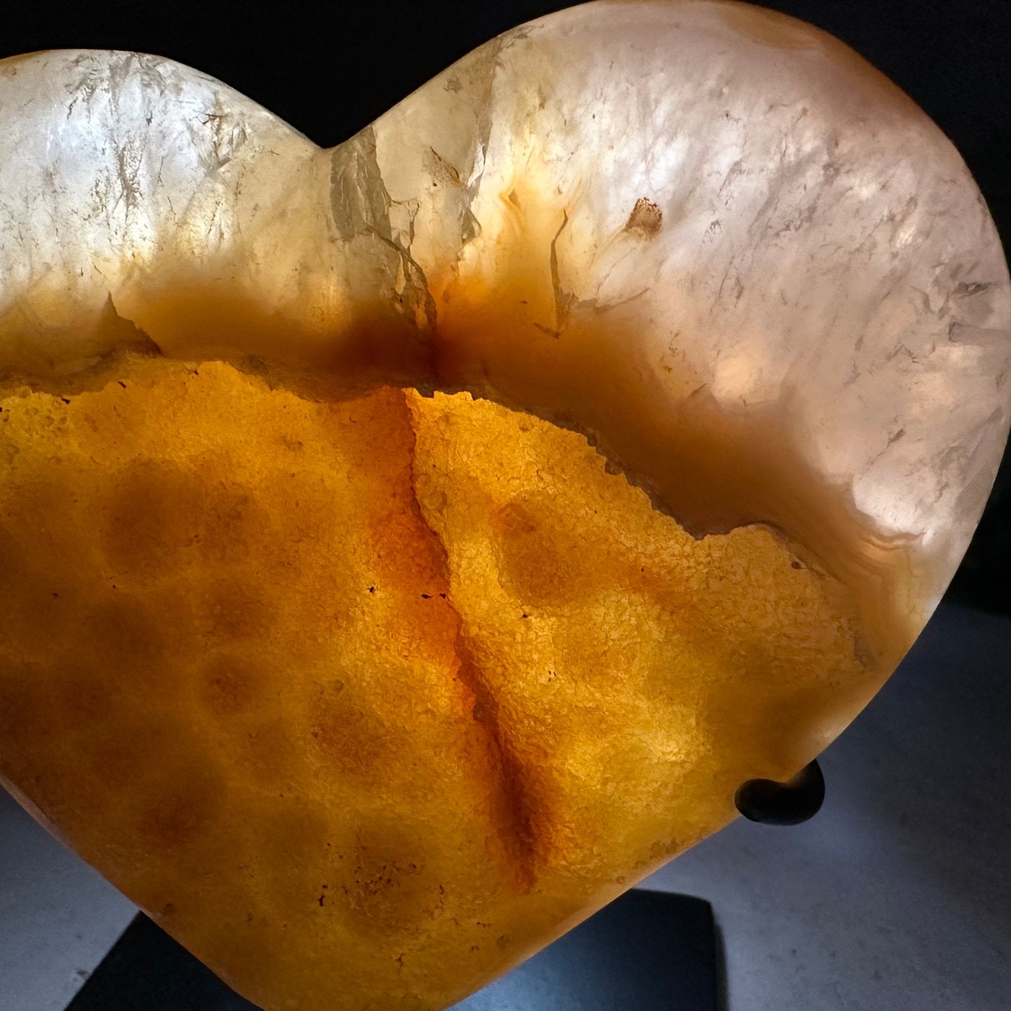 Polished Agate Heart Geode on a Metal Stand, 1.5 lbs & 4.4" Tall, Model #5468-0017 by Brazil Gems - Brazil GemsBrazil GemsPolished Agate Heart Geode on a Metal Stand, 1.5 lbs & 4.4" Tall, Model #5468-0017 by Brazil GemsHearts5468-0017