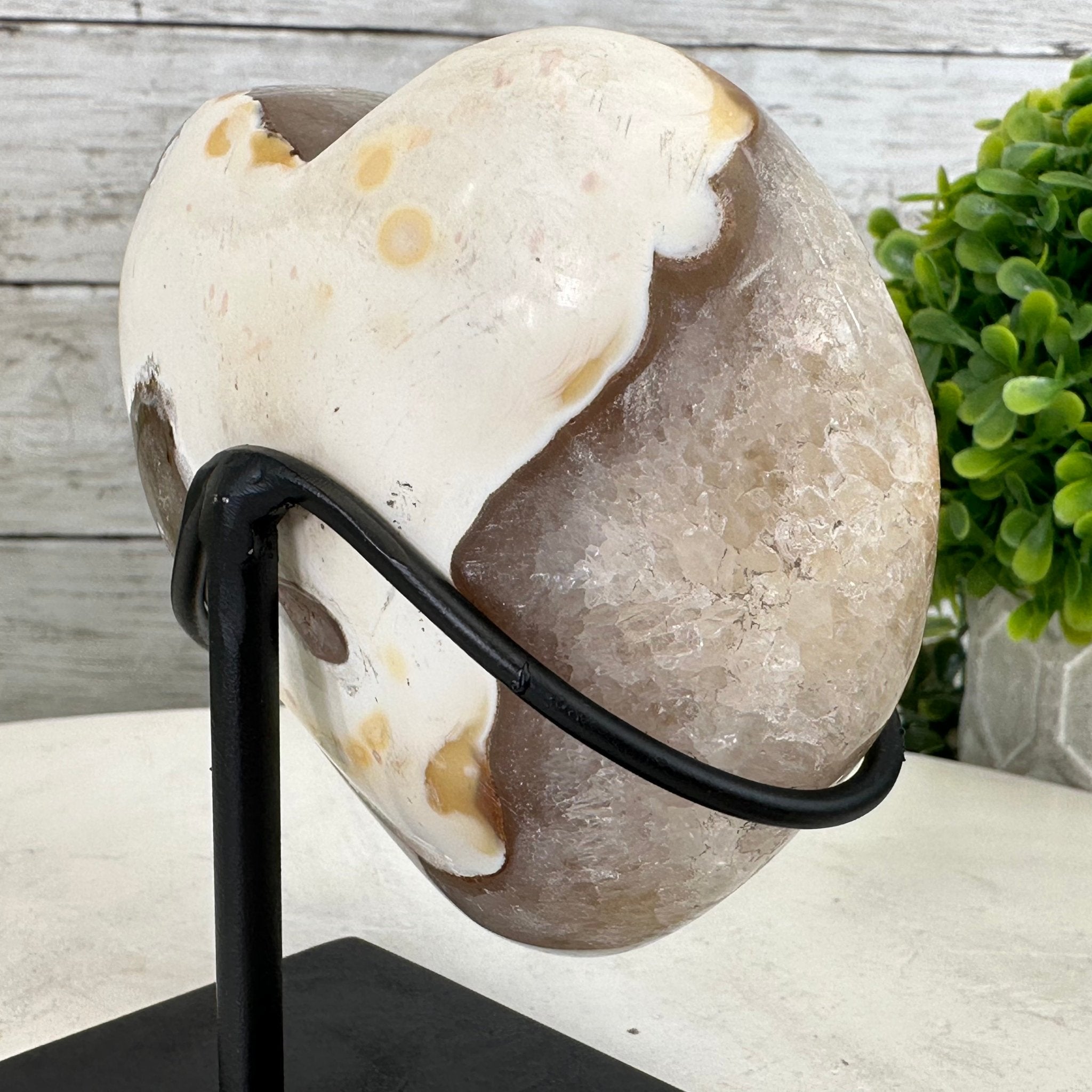 Polished Agate Heart Geode on a Metal Stand, 1.5 lbs & 4.4" Tall, Model #5468-0019 by Brazil Gems - Brazil GemsBrazil GemsPolished Agate Heart Geode on a Metal Stand, 1.5 lbs & 4.4" Tall, Model #5468-0019 by Brazil GemsHearts5468-0019