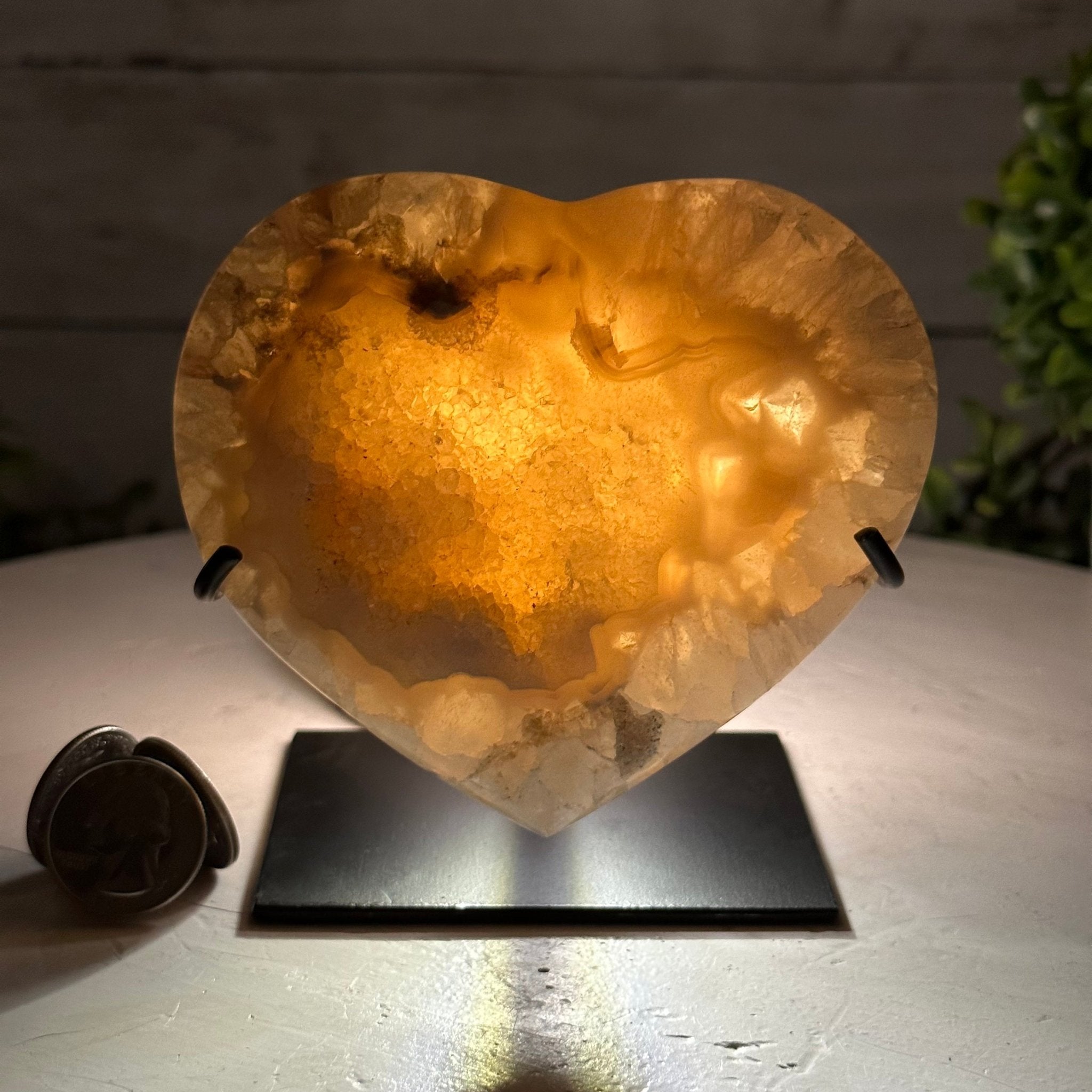 Polished Agate Heart Geode on a Metal Stand, 2 lbs & 4.5" Tall, Model #5468-0030 by Brazil Gems - Brazil GemsBrazil GemsPolished Agate Heart Geode on a Metal Stand, 2 lbs & 4.5" Tall, Model #5468-0030 by Brazil GemsHearts5468-0030