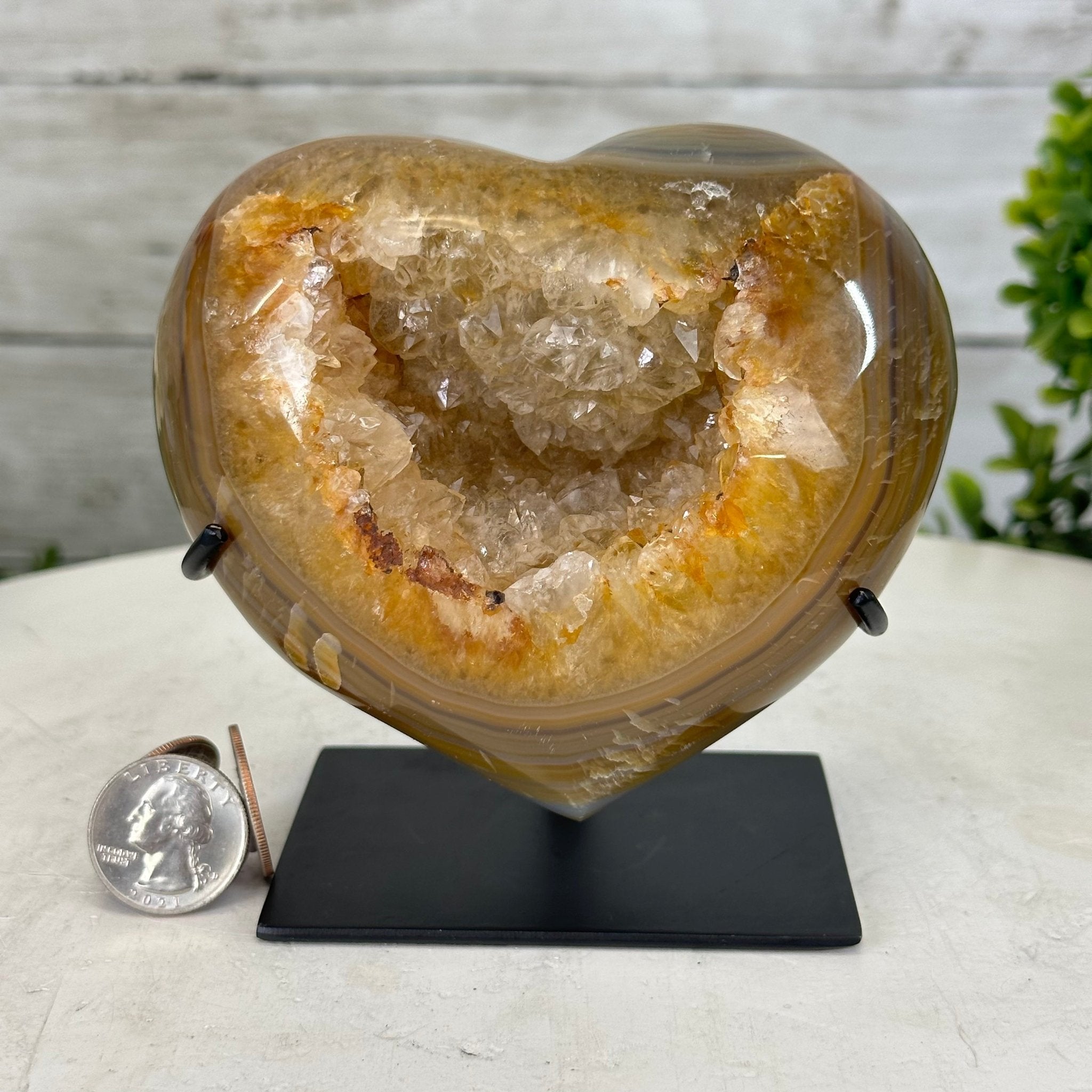 Polished Agate Heart Geode on a Metal Stand, 2 lbs & 4.8" Tall, Model #5468-0088 by Brazil Gems - Brazil GemsBrazil GemsPolished Agate Heart Geode on a Metal Stand, 2 lbs & 4.8" Tall, Model #5468-0088 by Brazil GemsHearts5468-0088