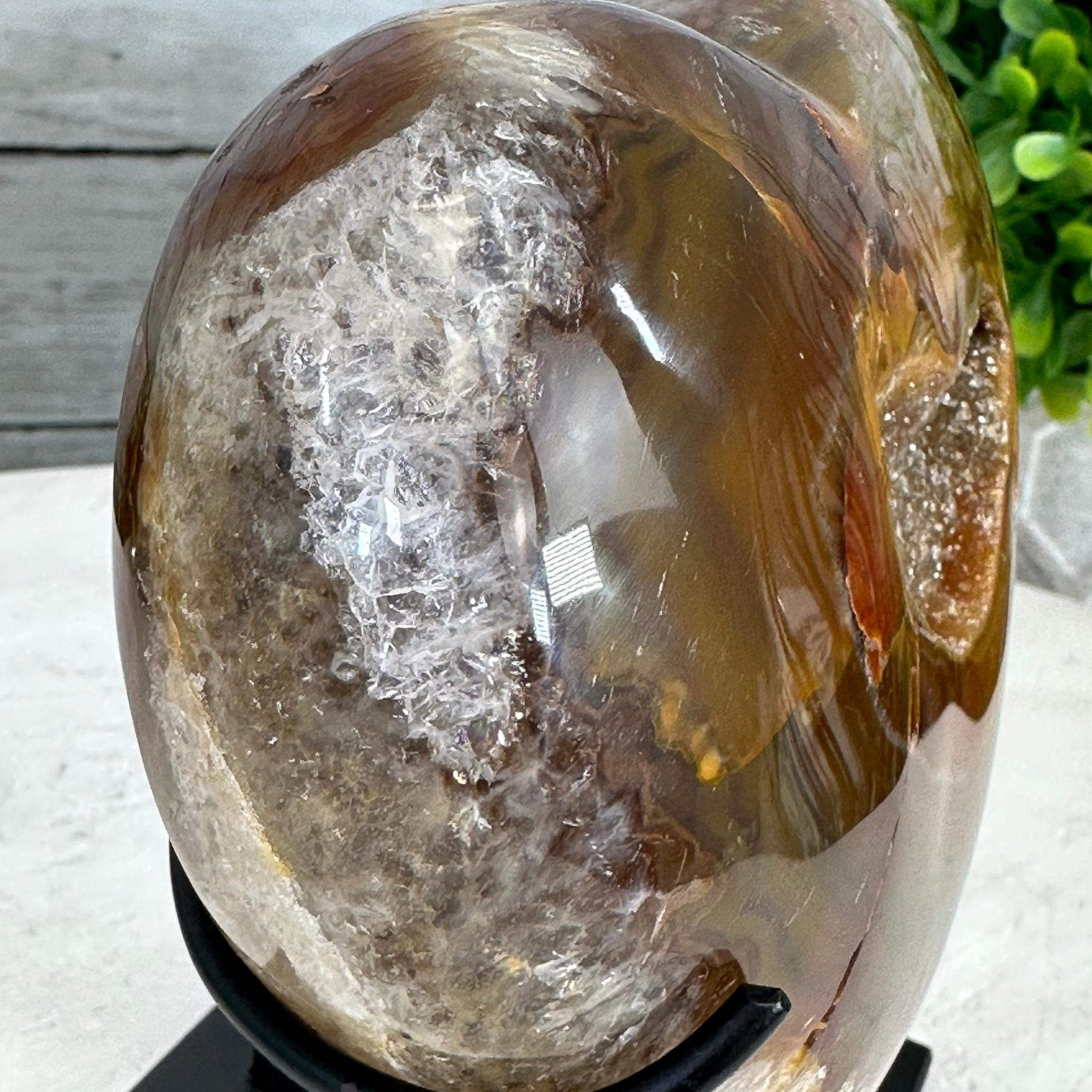 Polished Agate Heart Geode on a Metal Stand, 2.2 lbs & 4.8" Tall, Model #5468-0029 by Brazil Gems - Brazil GemsBrazil GemsPolished Agate Heart Geode on a Metal Stand, 2.2 lbs & 4.8" Tall, Model #5468-0029 by Brazil GemsHearts5468-0029