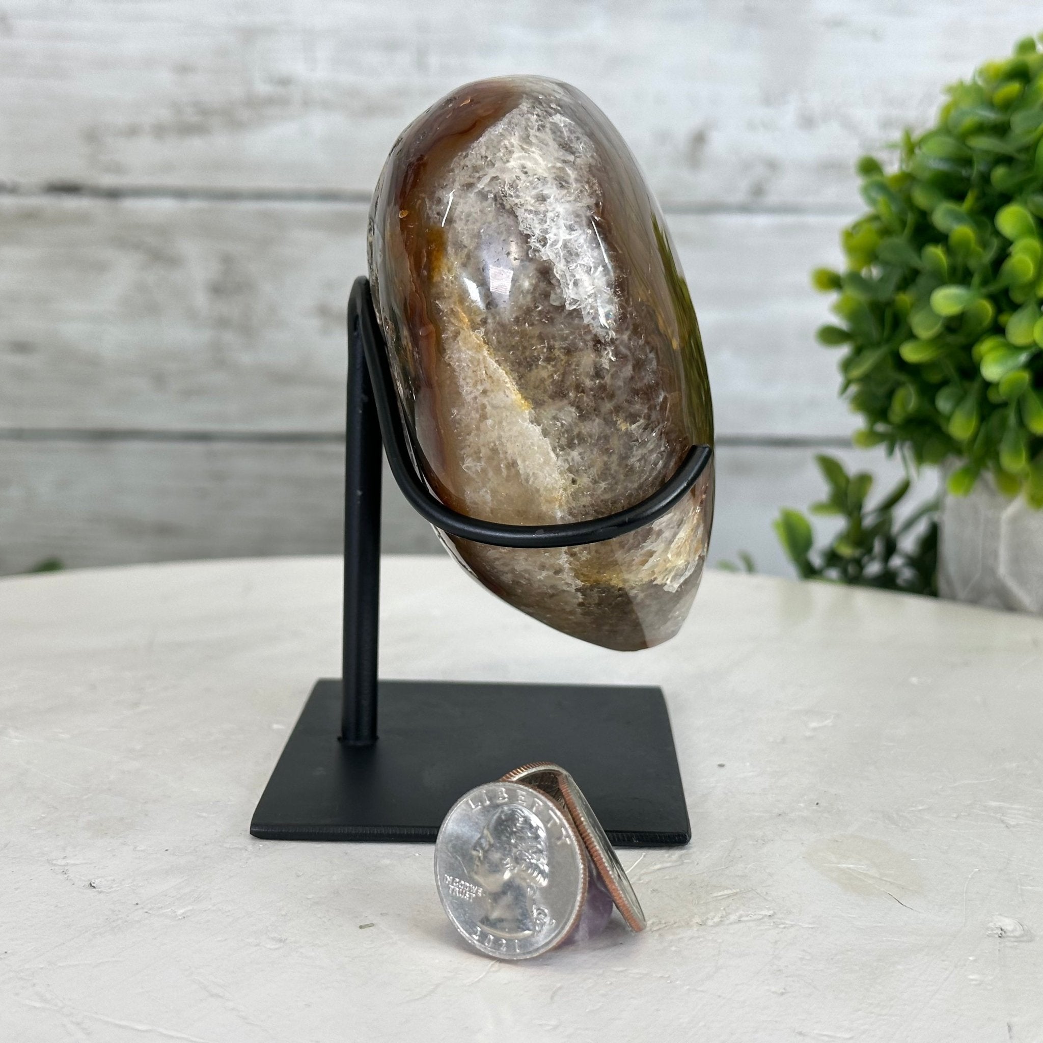 Polished Agate Heart Geode on a Metal Stand, 2.2 lbs & 4.8" Tall, Model #5468-0029 by Brazil Gems - Brazil GemsBrazil GemsPolished Agate Heart Geode on a Metal Stand, 2.2 lbs & 4.8" Tall, Model #5468-0029 by Brazil GemsHearts5468-0029