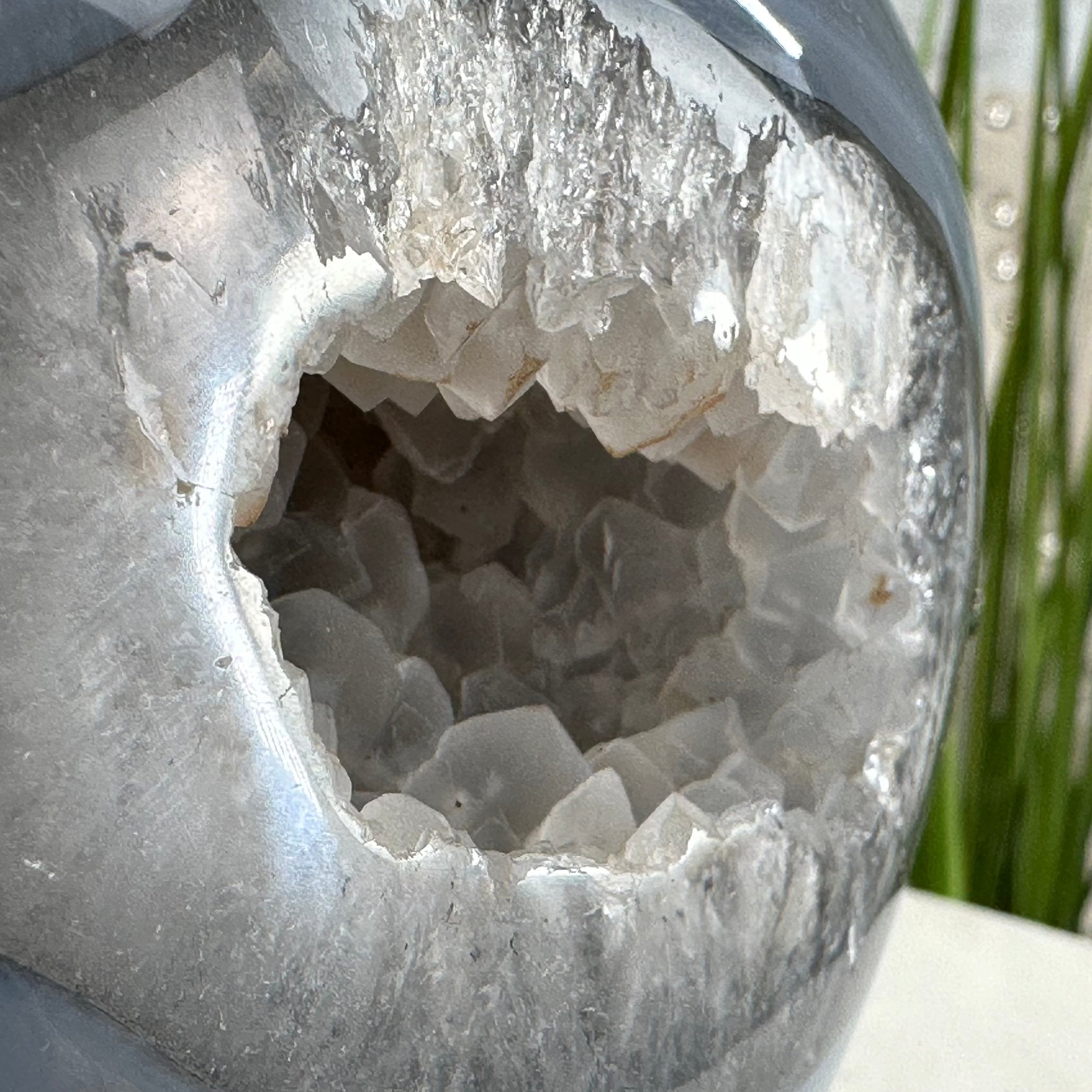 Polished Agate Heart Geode on a Metal Stand, 2.4 lbs & 5.2" Tall, Model #5468-0062 by Brazil Gems - Brazil GemsBrazil GemsPolished Agate Heart Geode on a Metal Stand, 2.4 lbs & 5.2" Tall, Model #5468-0062 by Brazil GemsHearts5468-0062