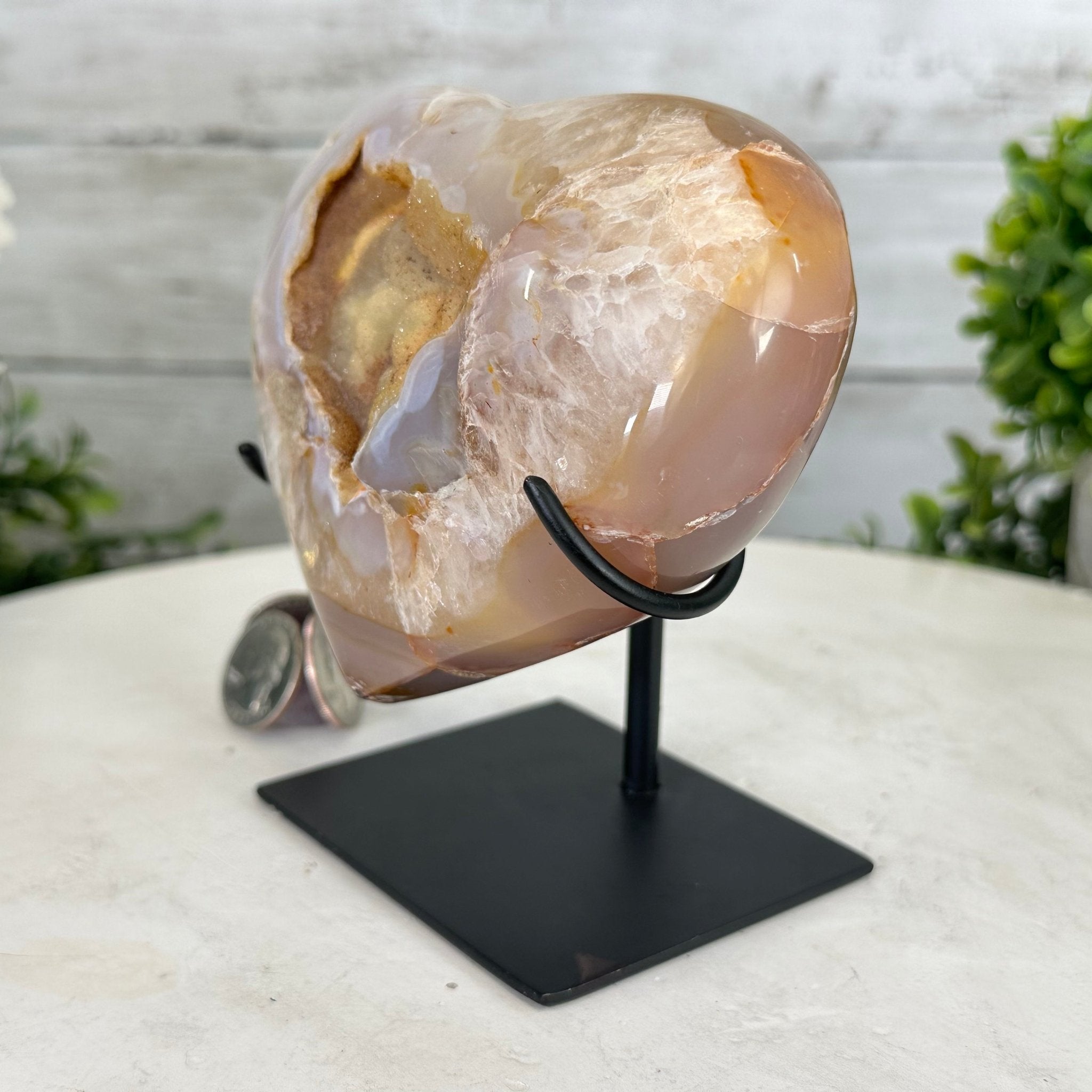 Polished Agate Heart Geode on a Metal Stand, 2.8 lbs & 5" Tall, Model #5468-0037 by Brazil Gems - Brazil GemsBrazil GemsPolished Agate Heart Geode on a Metal Stand, 2.8 lbs & 5" Tall, Model #5468-0037 by Brazil GemsHearts5468-0037