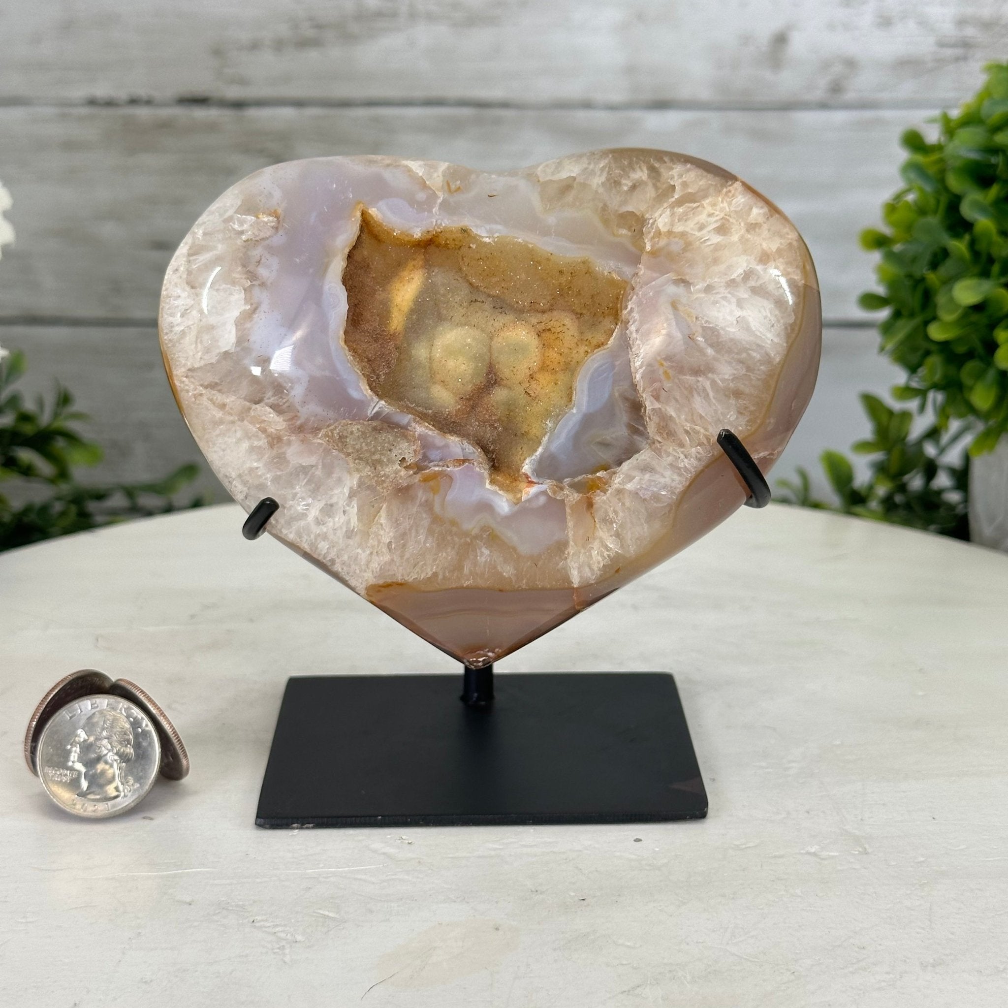 Polished Agate Heart Geode on a Metal Stand, 2.8 lbs & 5" Tall, Model #5468-0037 by Brazil Gems - Brazil GemsBrazil GemsPolished Agate Heart Geode on a Metal Stand, 2.8 lbs & 5" Tall, Model #5468-0037 by Brazil GemsHearts5468-0037