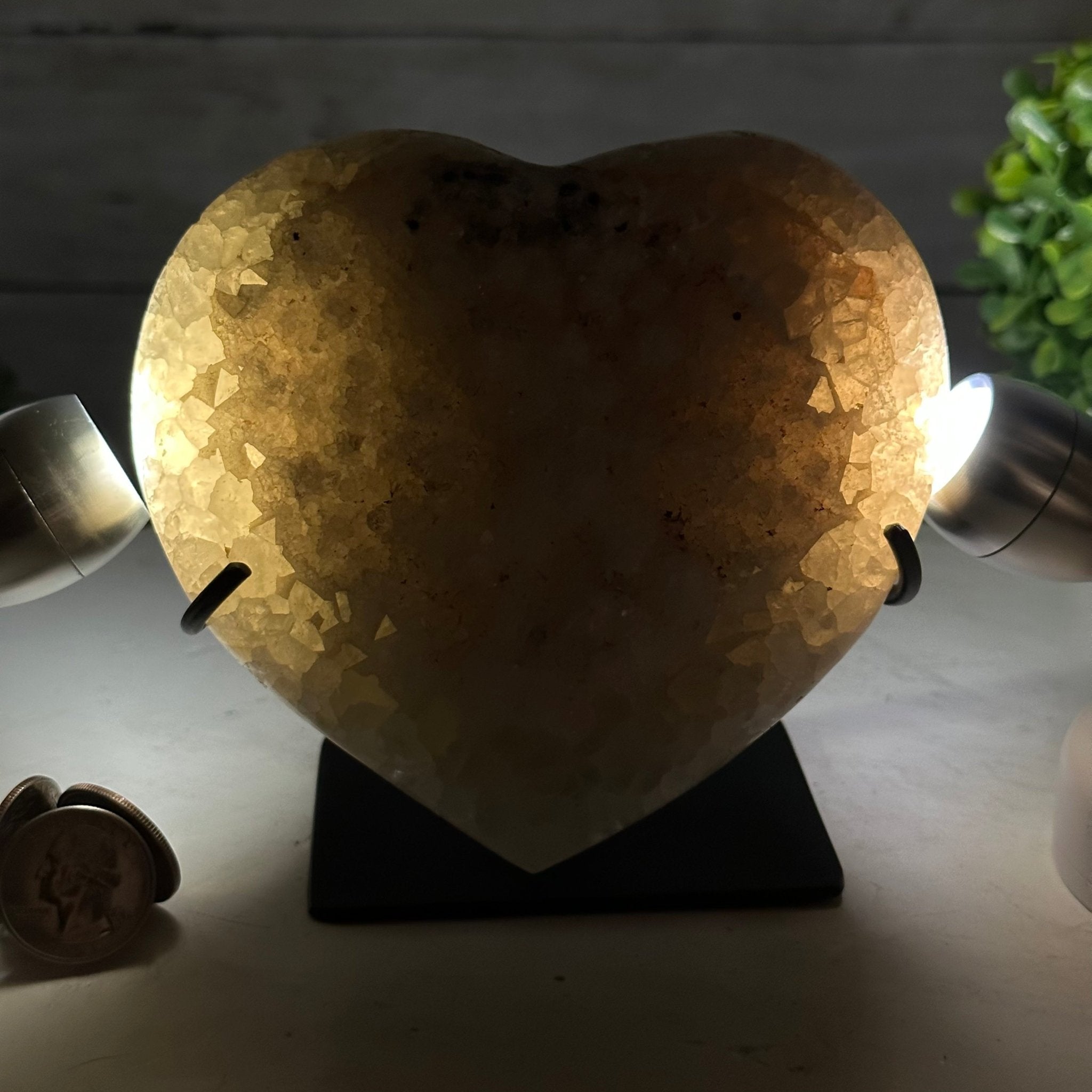 Polished Agate Heart Geode on a Metal Stand, 2.9 lbs & 5" Tall, Model #5468-0031 by Brazil Gems - Brazil GemsBrazil GemsPolished Agate Heart Geode on a Metal Stand, 2.9 lbs & 5" Tall, Model #5468-0031 by Brazil GemsHearts5468-0031