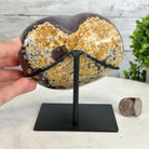 Polished Agate Heart Geode on a Metal Stand, 2.9 lbs & 5.3" Tall, Model #5468-0048 by Brazil Gems - Brazil GemsBrazil GemsPolished Agate Heart Geode on a Metal Stand, 2.9 lbs & 5.3" Tall, Model #5468-0048 by Brazil GemsHearts5468-0048