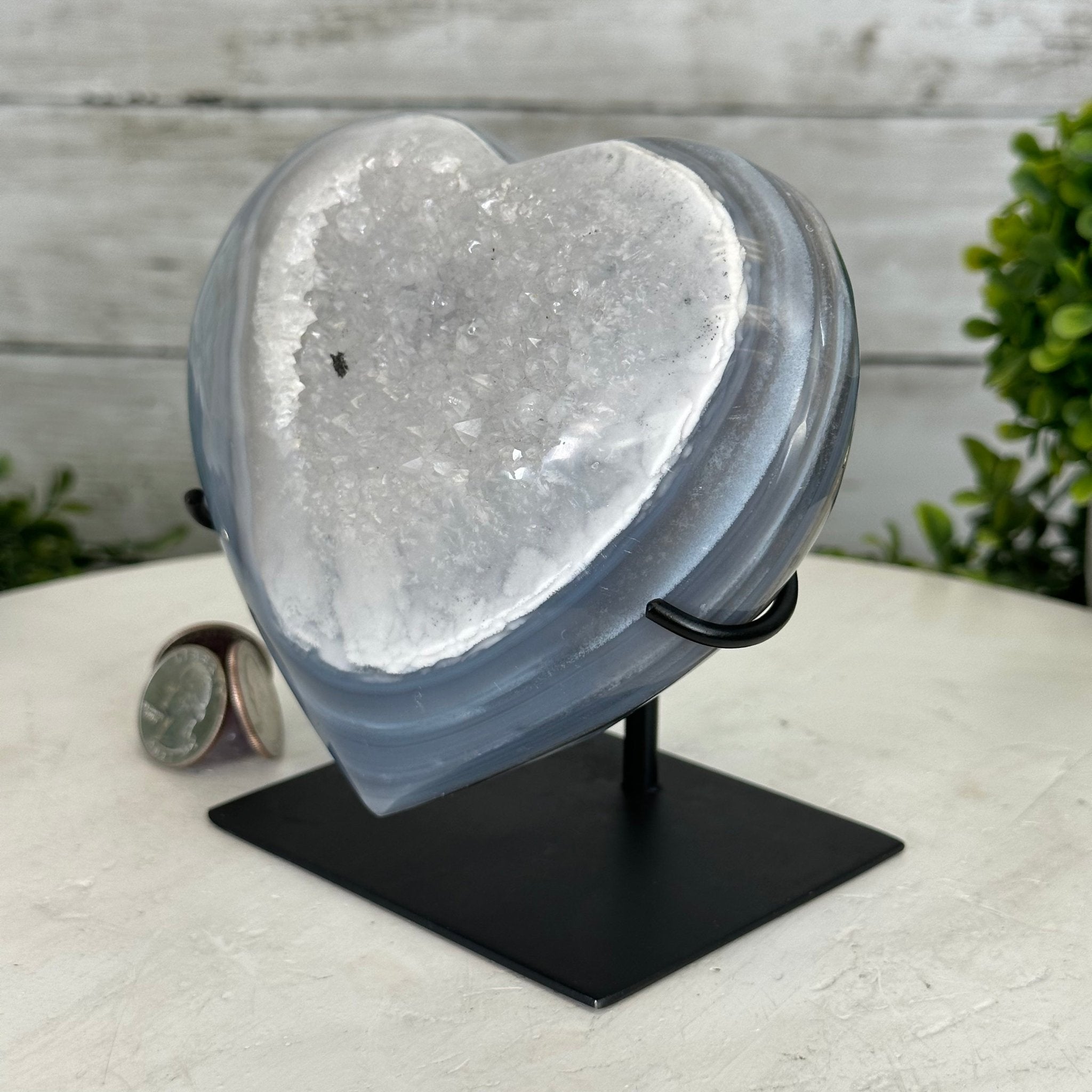 Polished Agate Heart Geode on a Metal Stand, 3 lbs & 5.3" Tall, Model #5468-0046 by Brazil Gems - Brazil GemsBrazil GemsPolished Agate Heart Geode on a Metal Stand, 3 lbs & 5.3" Tall, Model #5468-0046 by Brazil GemsHearts5468-0046