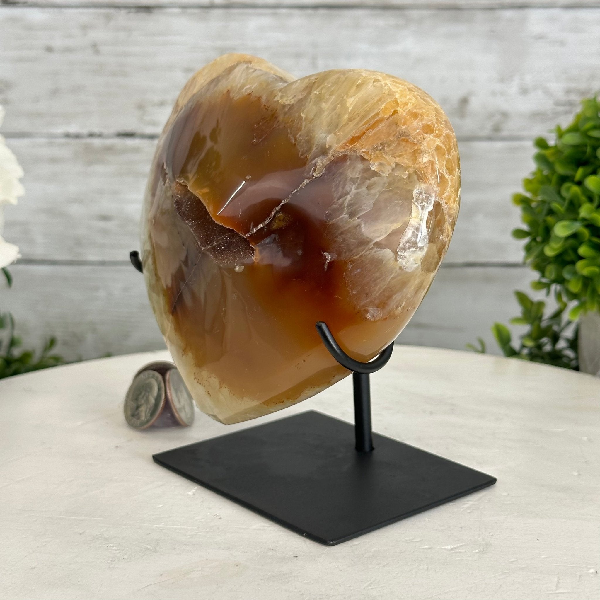Polished Agate Heart Geode on a Metal Stand, 3.6 lbs & 6" Tall, Model #5468-0061 by Brazil Gems - Brazil GemsBrazil GemsPolished Agate Heart Geode on a Metal Stand, 3.6 lbs & 6" Tall, Model #5468-0061 by Brazil GemsHearts5468-0061