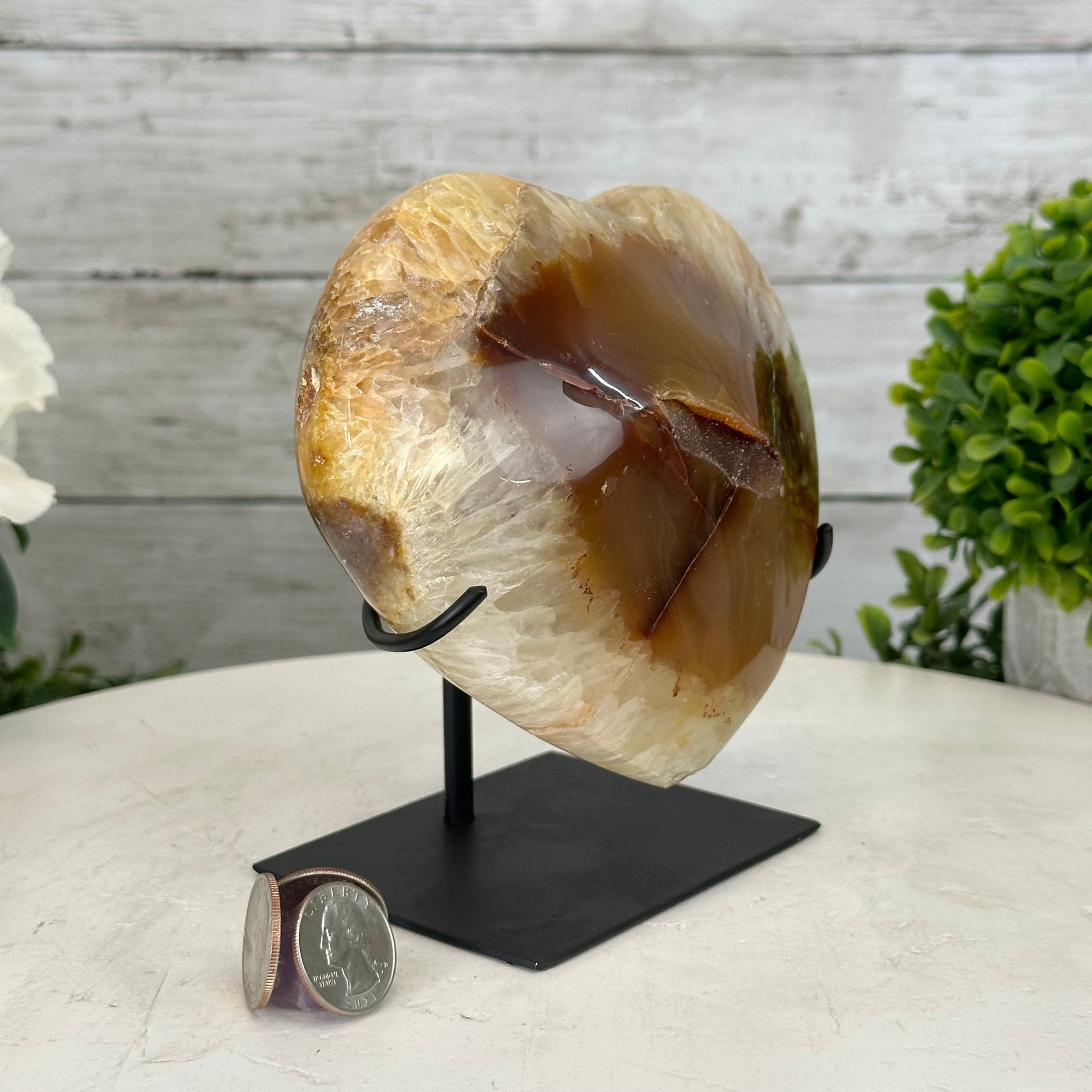 Polished Agate Heart Geode on a Metal Stand, 3.6 lbs & 6" Tall, Model #5468-0061 by Brazil Gems - Brazil GemsBrazil GemsPolished Agate Heart Geode on a Metal Stand, 3.6 lbs & 6" Tall, Model #5468-0061 by Brazil GemsHearts5468-0061