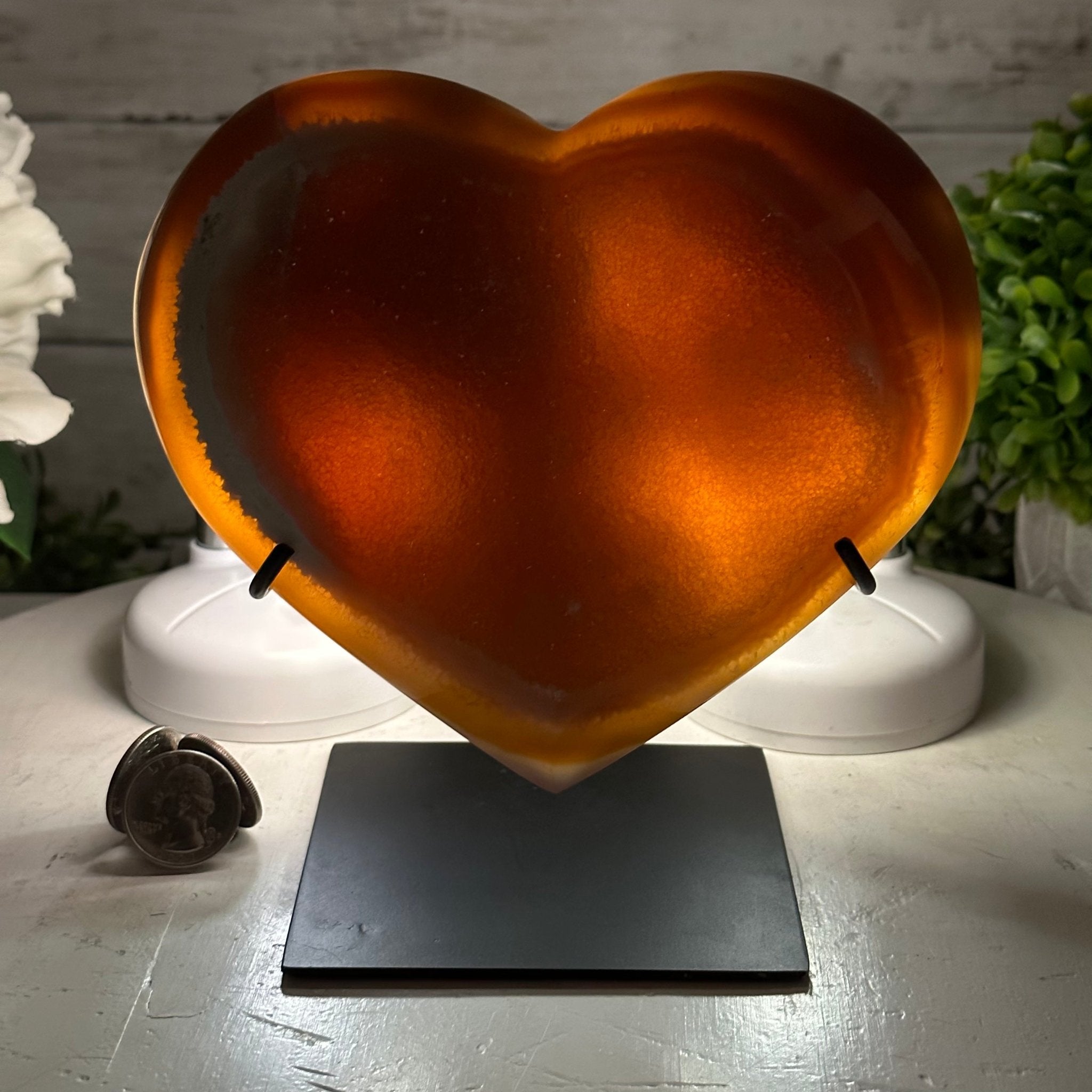 Polished Agate Heart Geode on a Metal Stand, 3.6 lbs & 6.5" Tall, Model #5468-0068 by Brazil Gems - Brazil GemsBrazil GemsPolished Agate Heart Geode on a Metal Stand, 3.6 lbs & 6.5" Tall, Model #5468-0068 by Brazil GemsHearts5468-0068