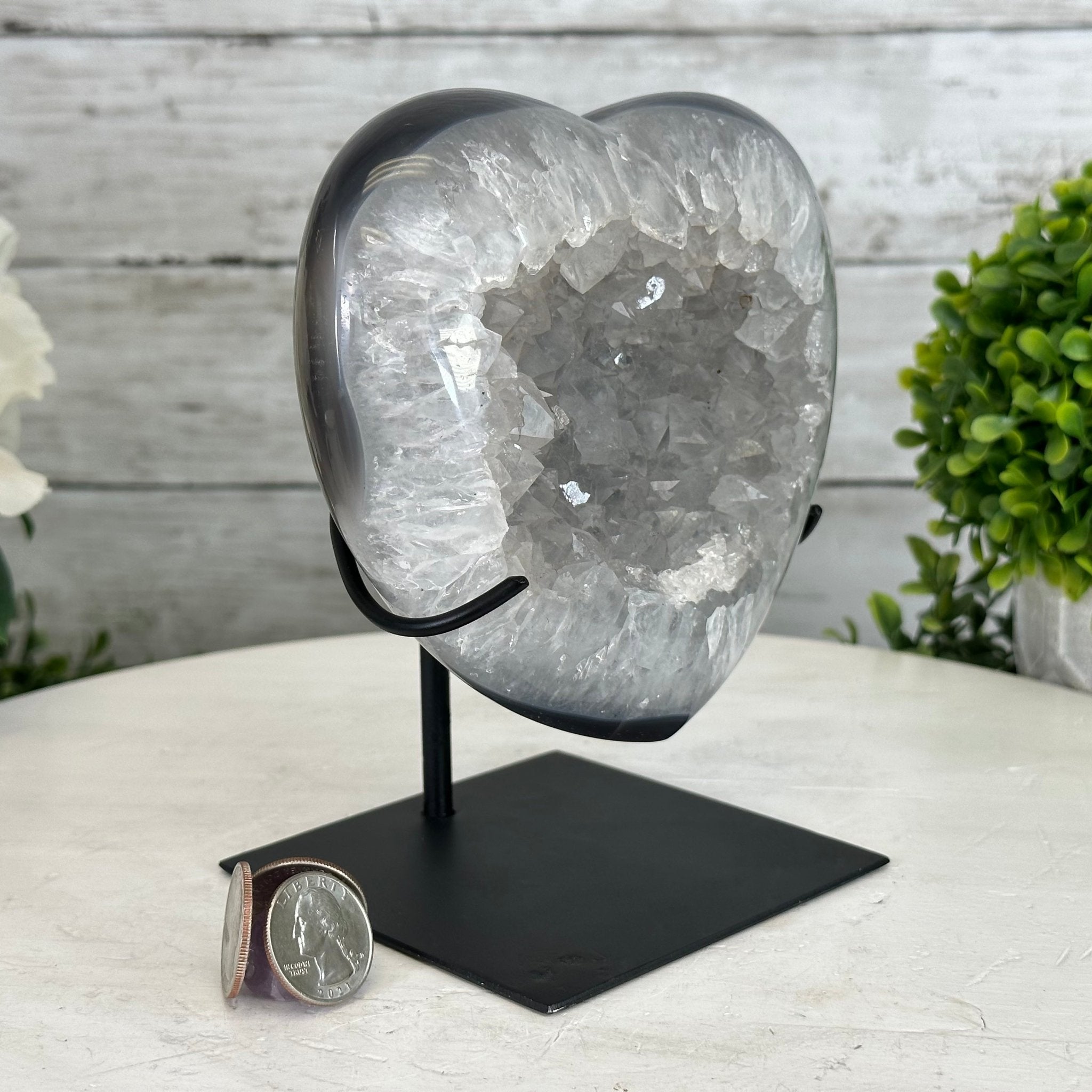 Polished Agate Heart Geode on a Metal Stand, 3.7 lbs & 6.4" Tall, Model #5468-0073 by Brazil Gems - Brazil GemsBrazil GemsPolished Agate Heart Geode on a Metal Stand, 3.7 lbs & 6.4" Tall, Model #5468-0073 by Brazil GemsHearts5468-0073
