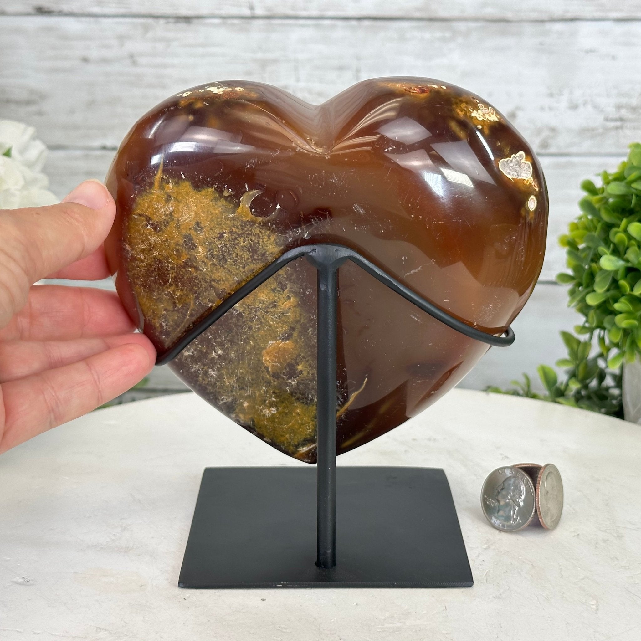 Polished Agate Heart Geode on a Metal Stand, 4 lbs & 6.8" Tall, Model #5468-0069 by Brazil Gems - Brazil GemsBrazil GemsPolished Agate Heart Geode on a Metal Stand, 4 lbs & 6.8" Tall, Model #5468-0069 by Brazil GemsHearts5468-0069