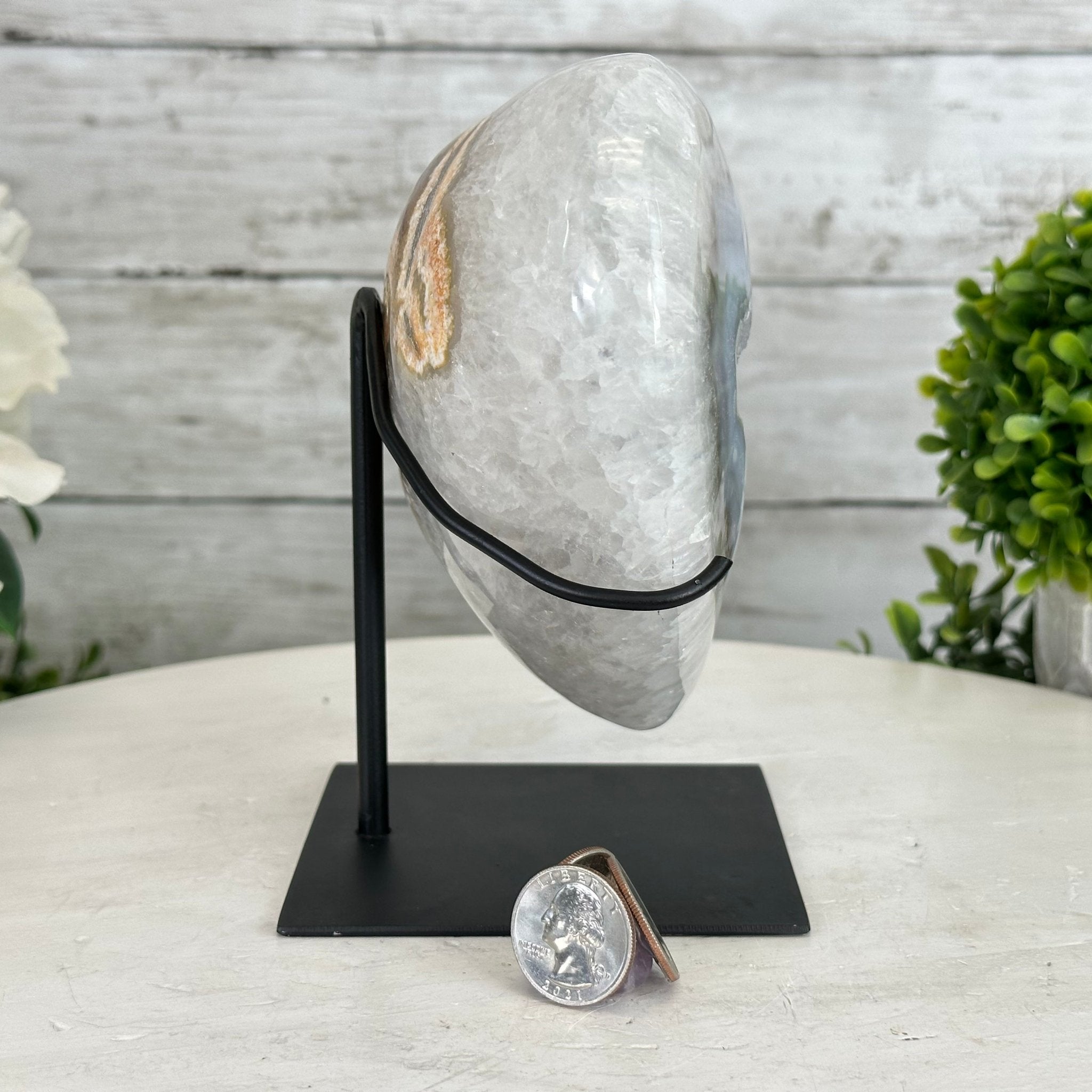 Polished Agate Heart Geode on a Metal Stand, 4.6 lbs & 6.7" Tall, Model #5468-0071 by Brazil Gems - Brazil GemsBrazil GemsPolished Agate Heart Geode on a Metal Stand, 4.6 lbs & 6.7" Tall, Model #5468-0071 by Brazil GemsHearts5468-0071