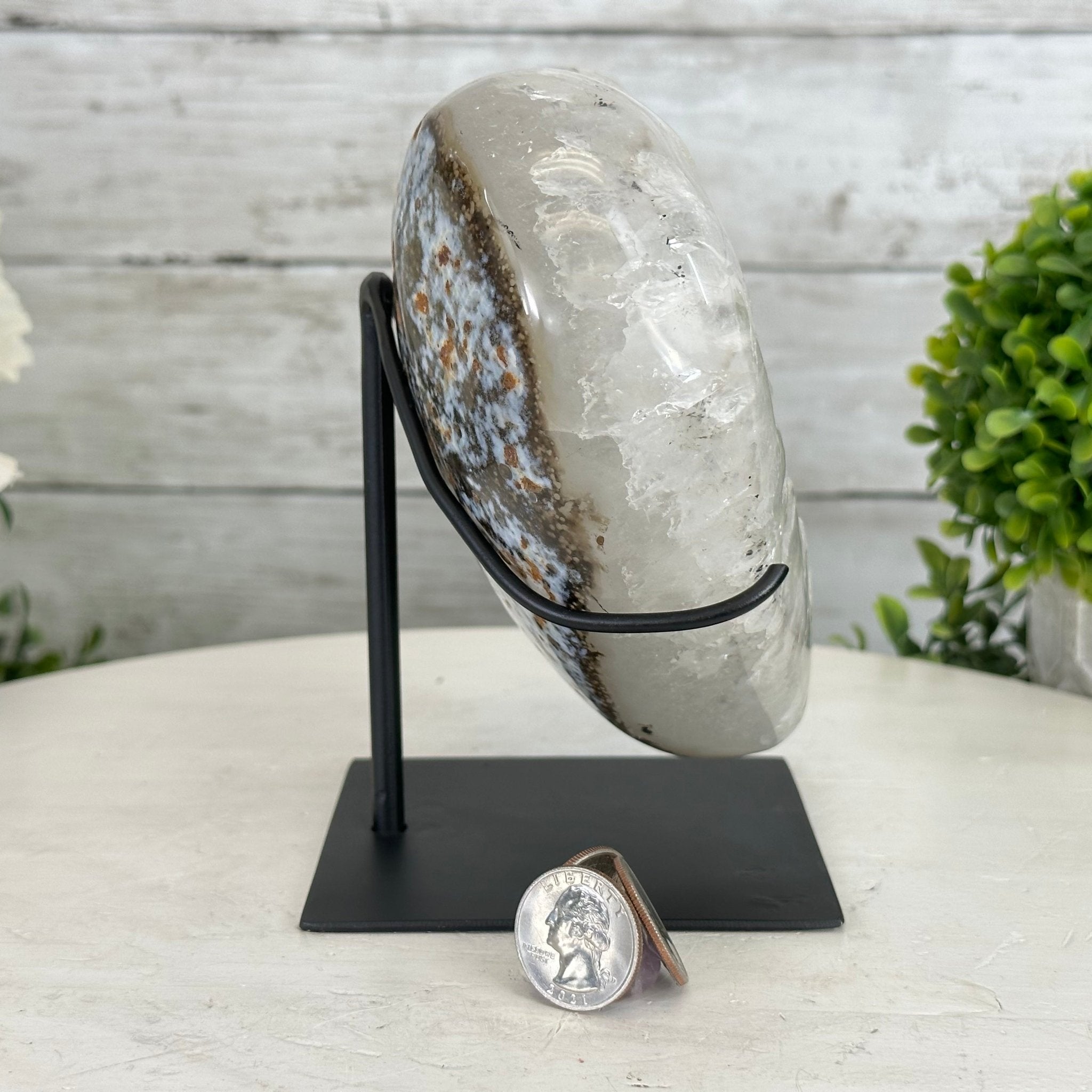 Polished Agate Heart Geode on a Metal Stand, 4.7 lbs & 6.5" Tall, Model #5468-0066 by Brazil Gems - Brazil GemsBrazil GemsPolished Agate Heart Geode on a Metal Stand, 4.7 lbs & 6.5" Tall, Model #5468-0066 by Brazil GemsHearts5468-0066