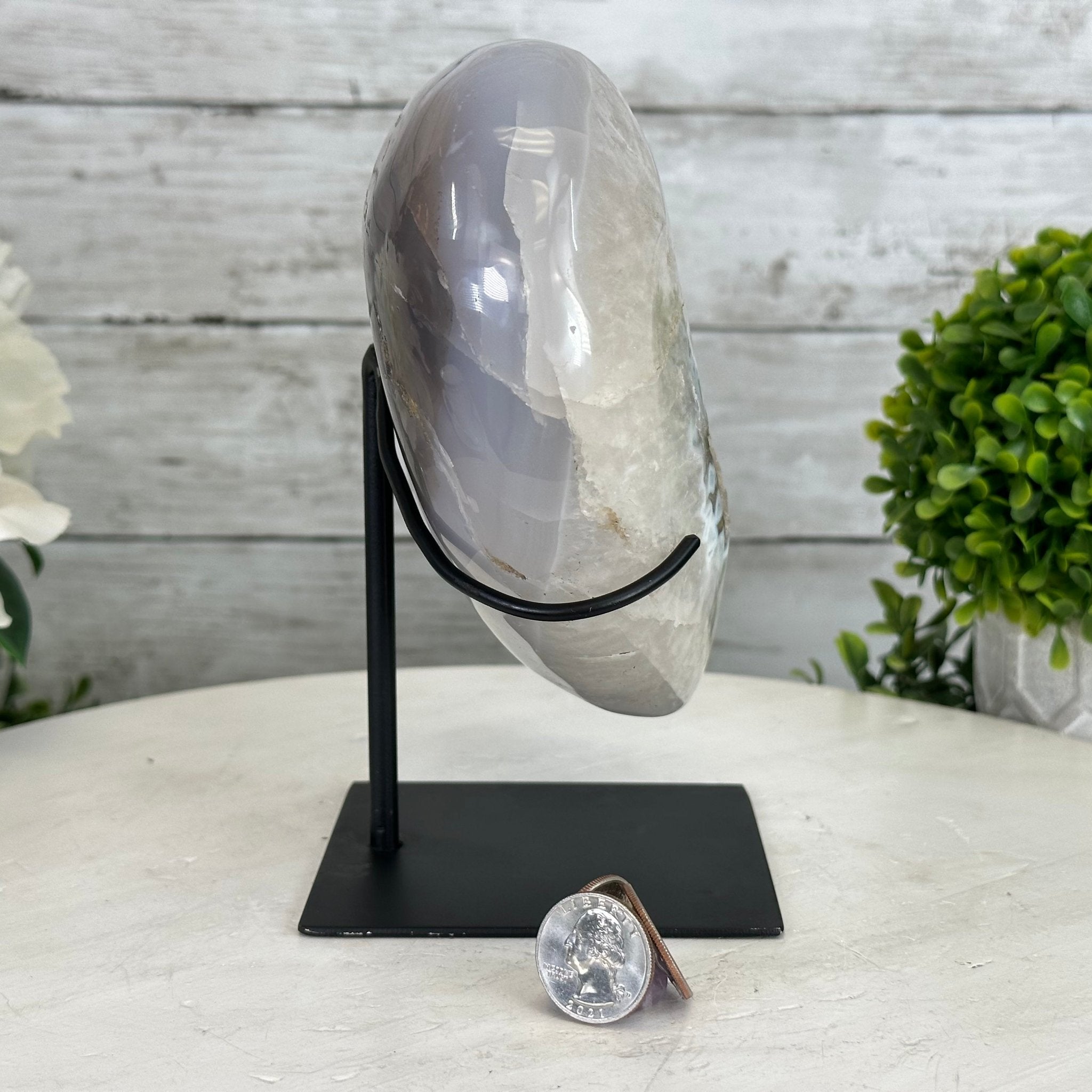 Polished Agate Heart Geode on a Metal Stand, 5.4 lbs & 7.5" Tall, Model #5468-0074 by Brazil Gems - Brazil GemsBrazil GemsPolished Agate Heart Geode on a Metal Stand, 5.4 lbs & 7.5" Tall, Model #5468-0074 by Brazil GemsHearts5468-0074