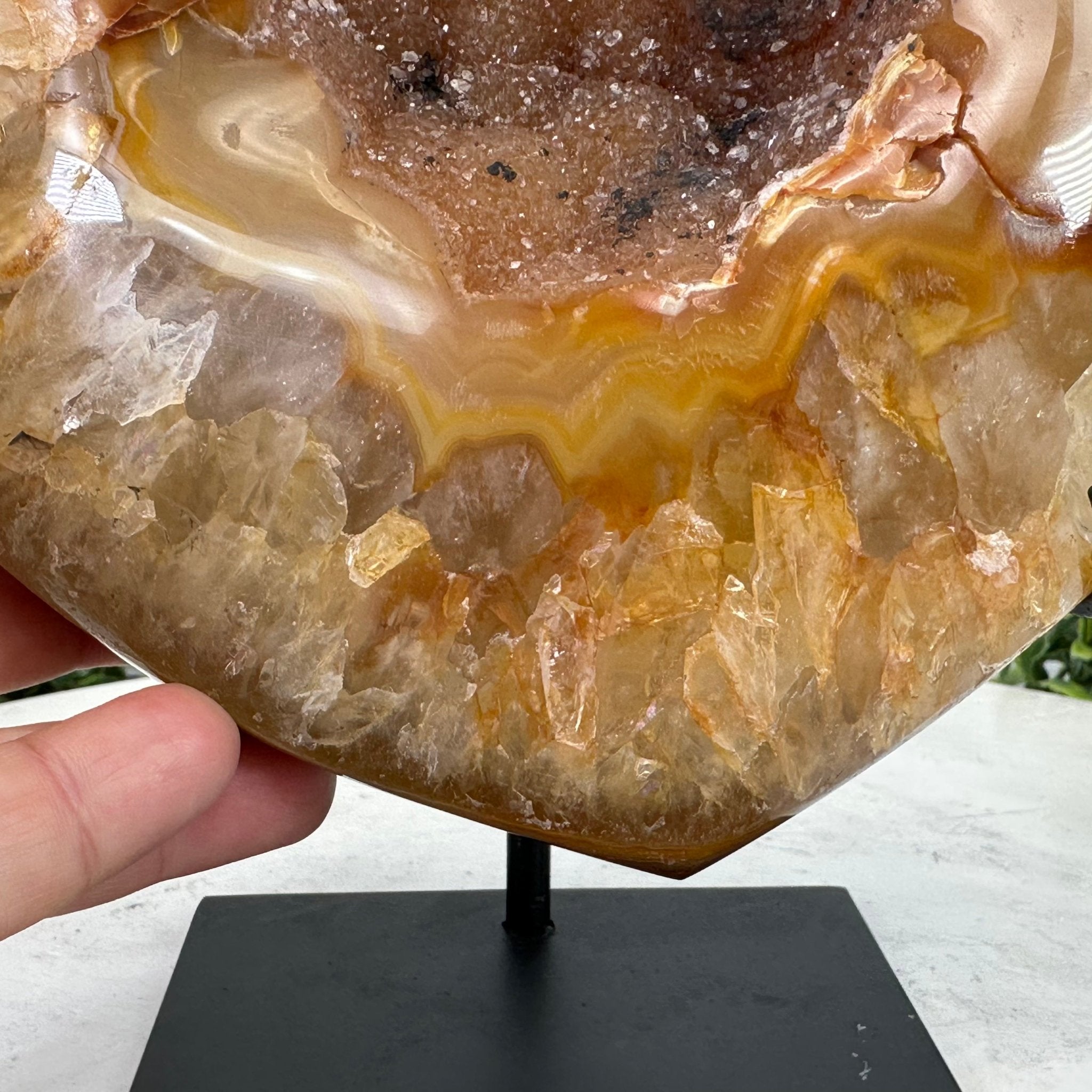 Polished Agate Heart-Shaped Geode on a Metal Stand, 4.7 lbs & 6.8" Tall, Model #5468-0013 by Brazil Gems - Brazil GemsBrazil GemsPolished Agate Heart-Shaped Geode on a Metal Stand, 4.7 lbs & 6.8" Tall, Model #5468-0013 by Brazil GemsHearts5468-0013