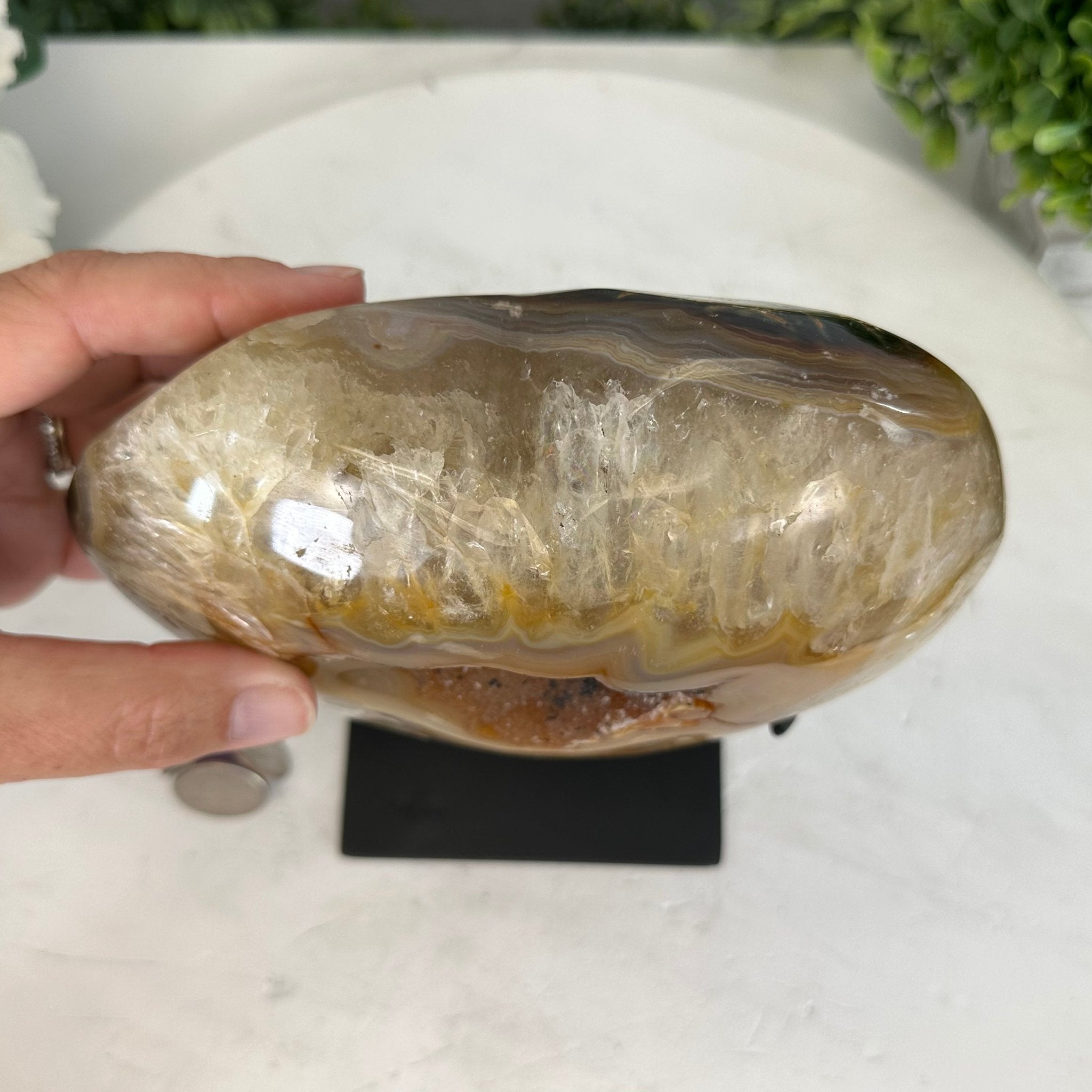 Polished Agate Heart-Shaped Geode on a Metal Stand, 4.7 lbs & 6.8" Tall, Model #5468-0013 by Brazil Gems - Brazil GemsBrazil GemsPolished Agate Heart-Shaped Geode on a Metal Stand, 4.7 lbs & 6.8" Tall, Model #5468-0013 by Brazil GemsHearts5468-0013
