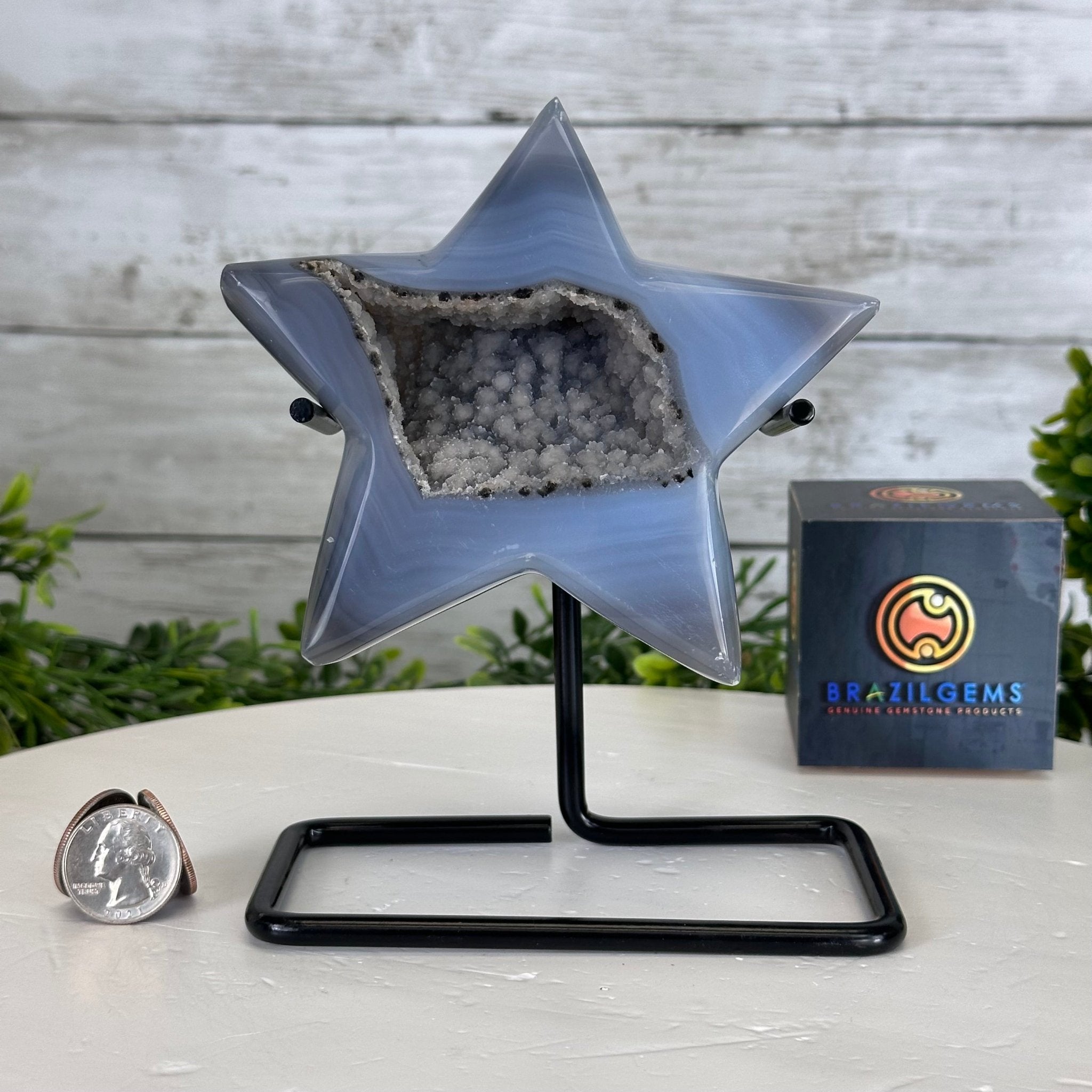 Polished Agate Star on a Metal Stand, 1.7 lbs & 6.6" Tall #5273-0007 - Brazil GemsBrazil GemsPolished Agate Star on a Metal Stand, 1.7 lbs & 6.6" Tall #5273-0007Stars5273-0007