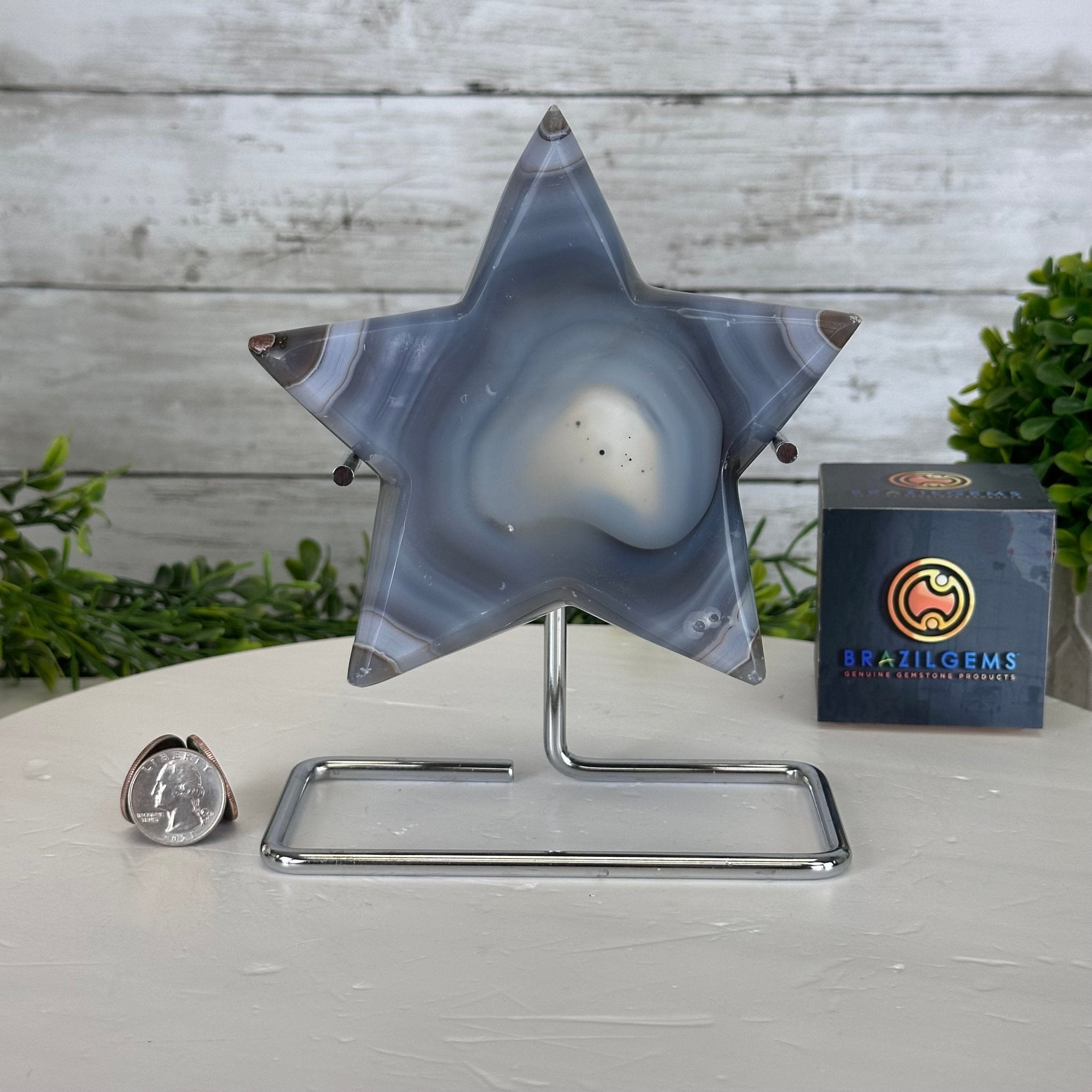 Polished Agate Star on a Metal Stand, 2.5 lbs & 7.1" Tall #5273-0013 - Brazil GemsBrazil GemsPolished Agate Star on a Metal Stand, 2.5 lbs & 7.1" Tall #5273-0013Stars5273-0013